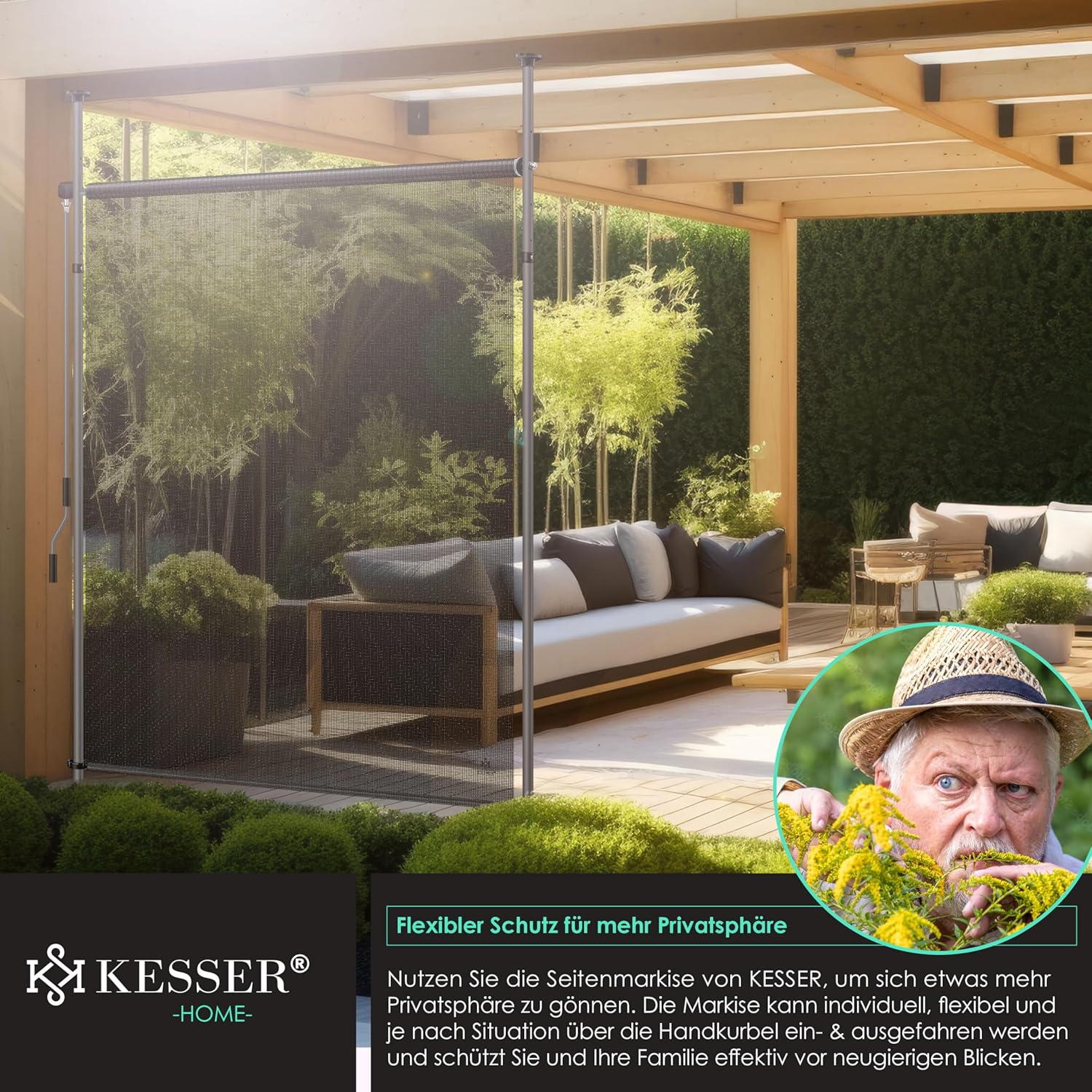 Thumbnail 4 de KESSER® Toldo vertical extensible 120x310 cm ☂️ Resistente al viento