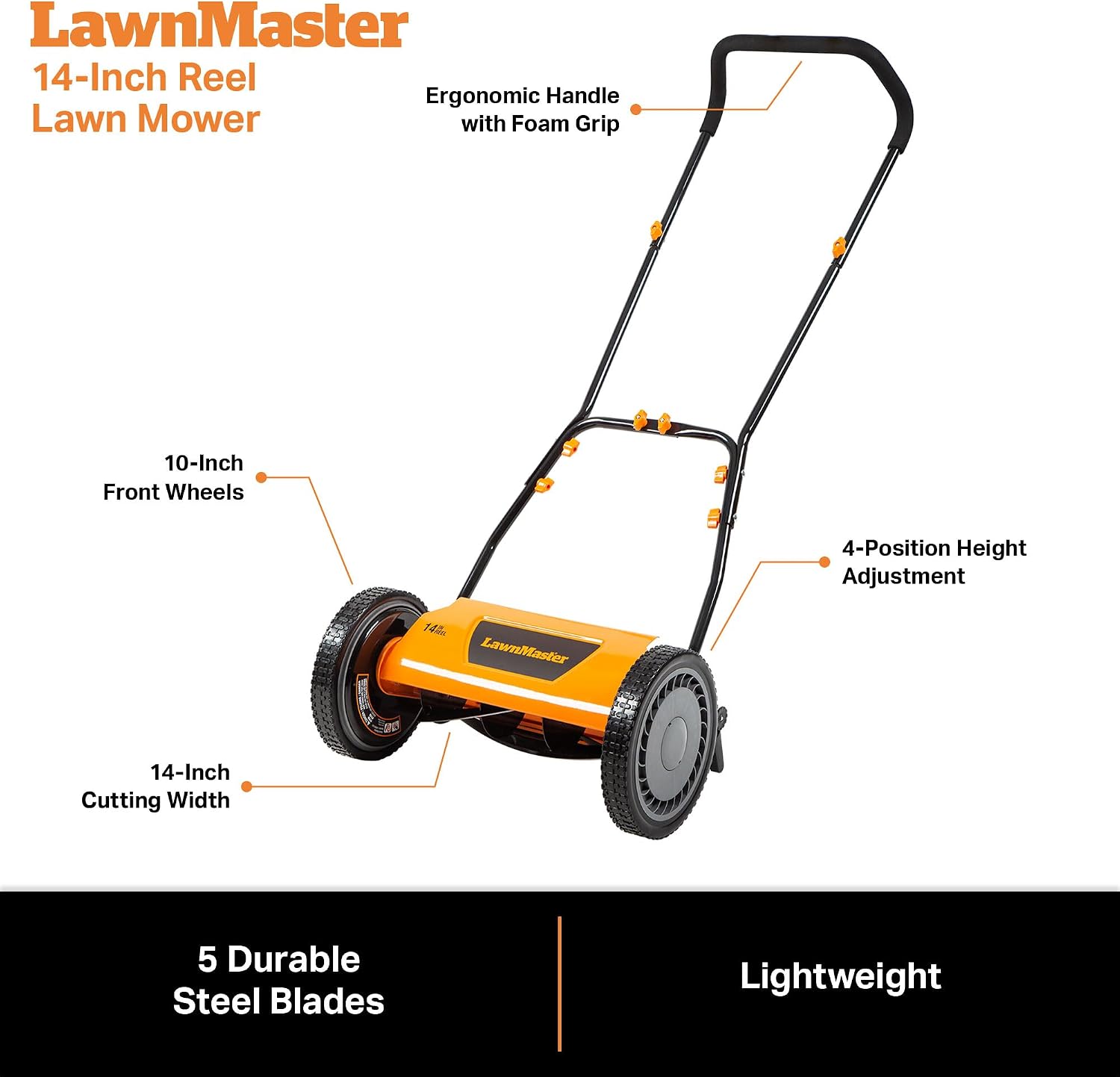 Detalle 2 de LawnMaster LMRM1401 14-Inch 5-Blade Push Reel Lawn Mower