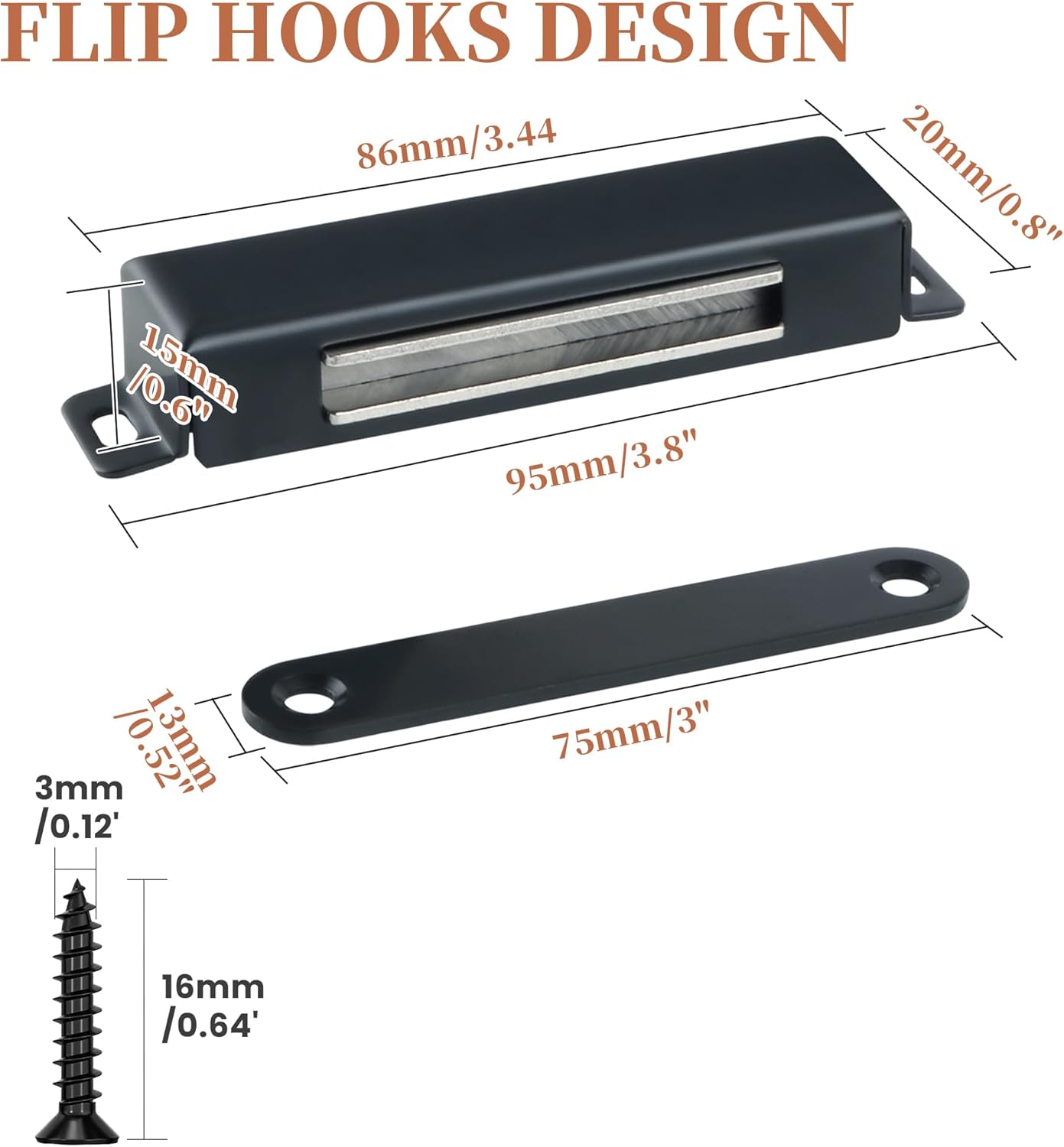 Detalle 2 de Mooche 4PACK Cabinet Magnets: Stainless Steel Magnetic Door Catch (4 Pack) for Kitchen Cabinets
