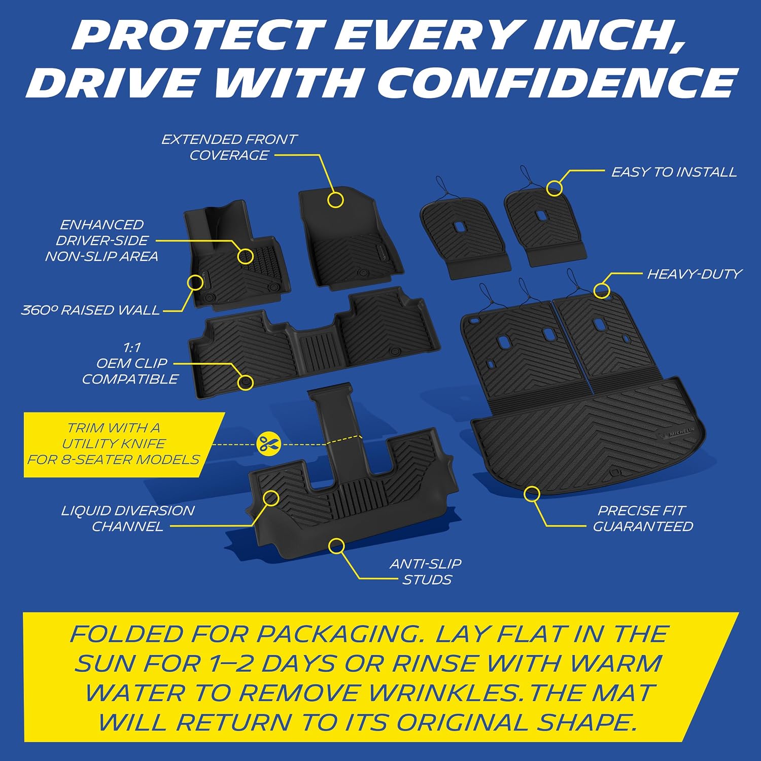 Thumbnail 2 de Michelin Premier Series All-Weather Vehicle Mats for 2027 Kia Telluride (7 & 8 Seats) - Custom Fit 7-Piece
