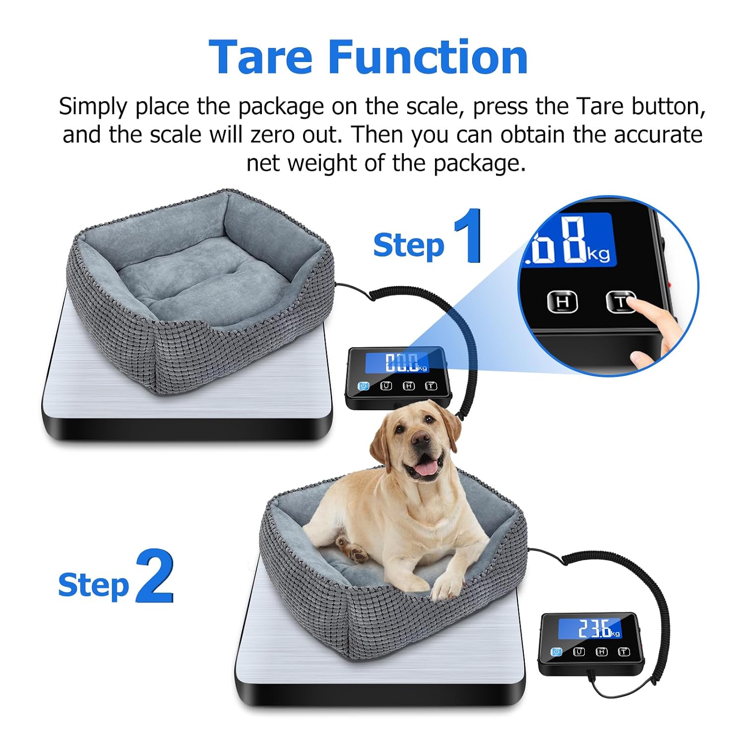 Detalle de Postal Scales 200kg/10g High Precision with LCD Display and Tare Hold — Ideal for Parcels, Luggage and Warehouse Use