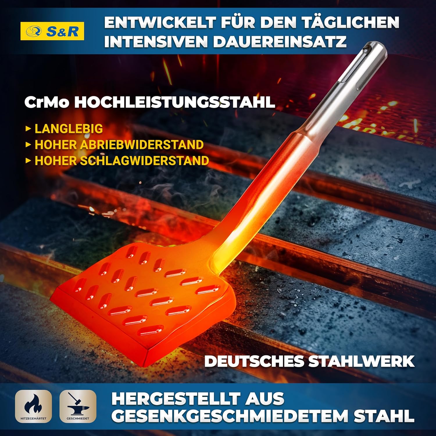 Thumbnail 2 de S&amp,R Hochleistungs Fliesenmeißel SDS Plus – 165 mm x 75 mm, abgewinkelt, Industrie-Qualität