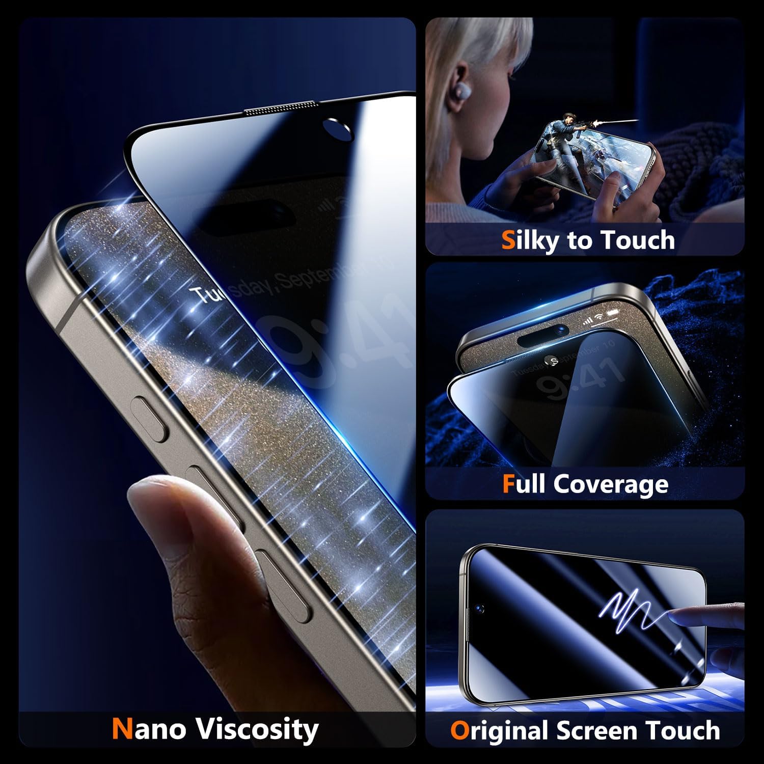 Detalle de UniqueMe iPhone 15 Pro Max privacy screen