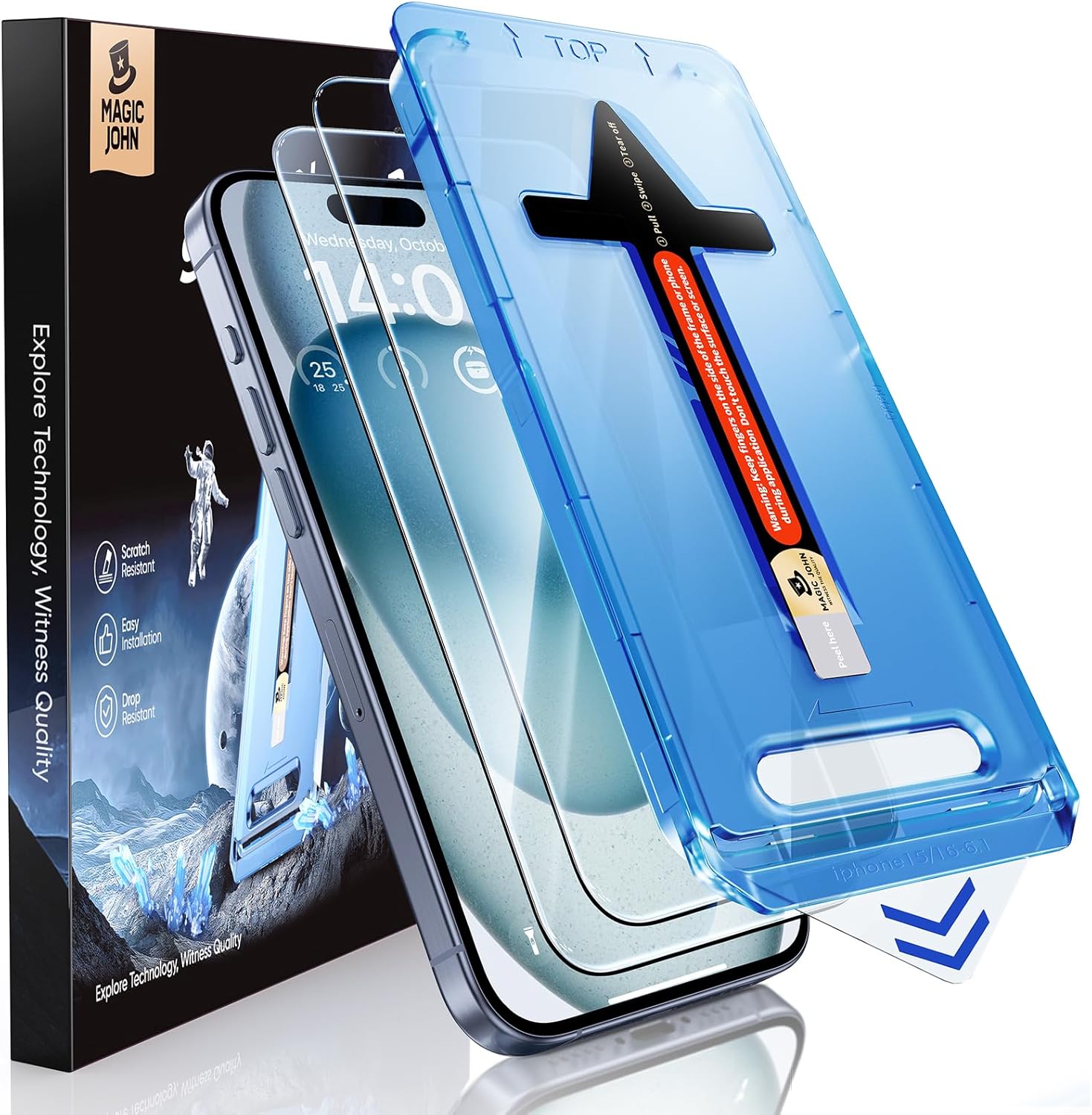 Detalle de MAGIC JOHN iPhone 15 screen protector 2-pack