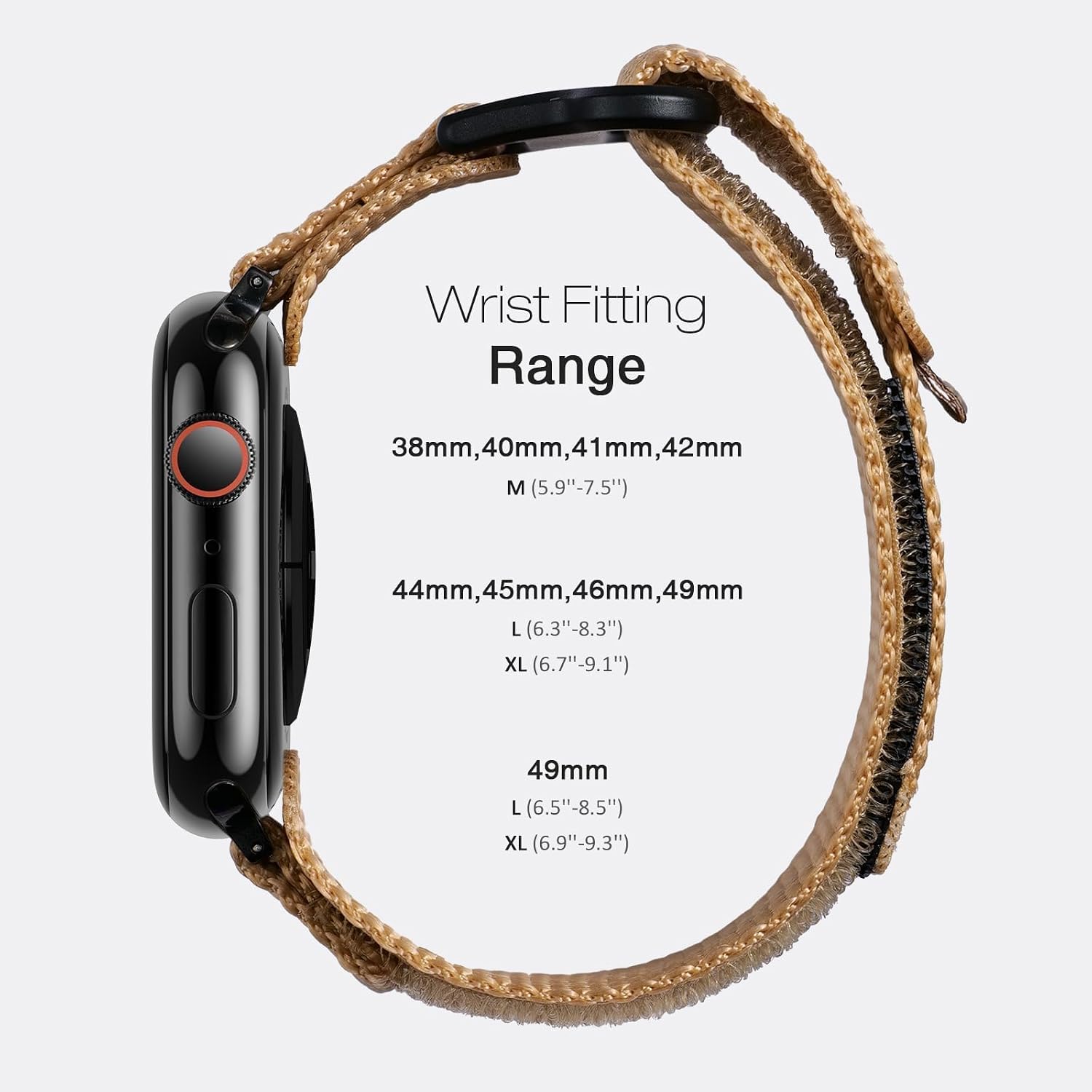 Thumbnail 2 de Nereides nylon sport replacement band for Apple Watch (Series 1–11, SE/SE2/SE3) — brown, 42/41/40/38mm compatible