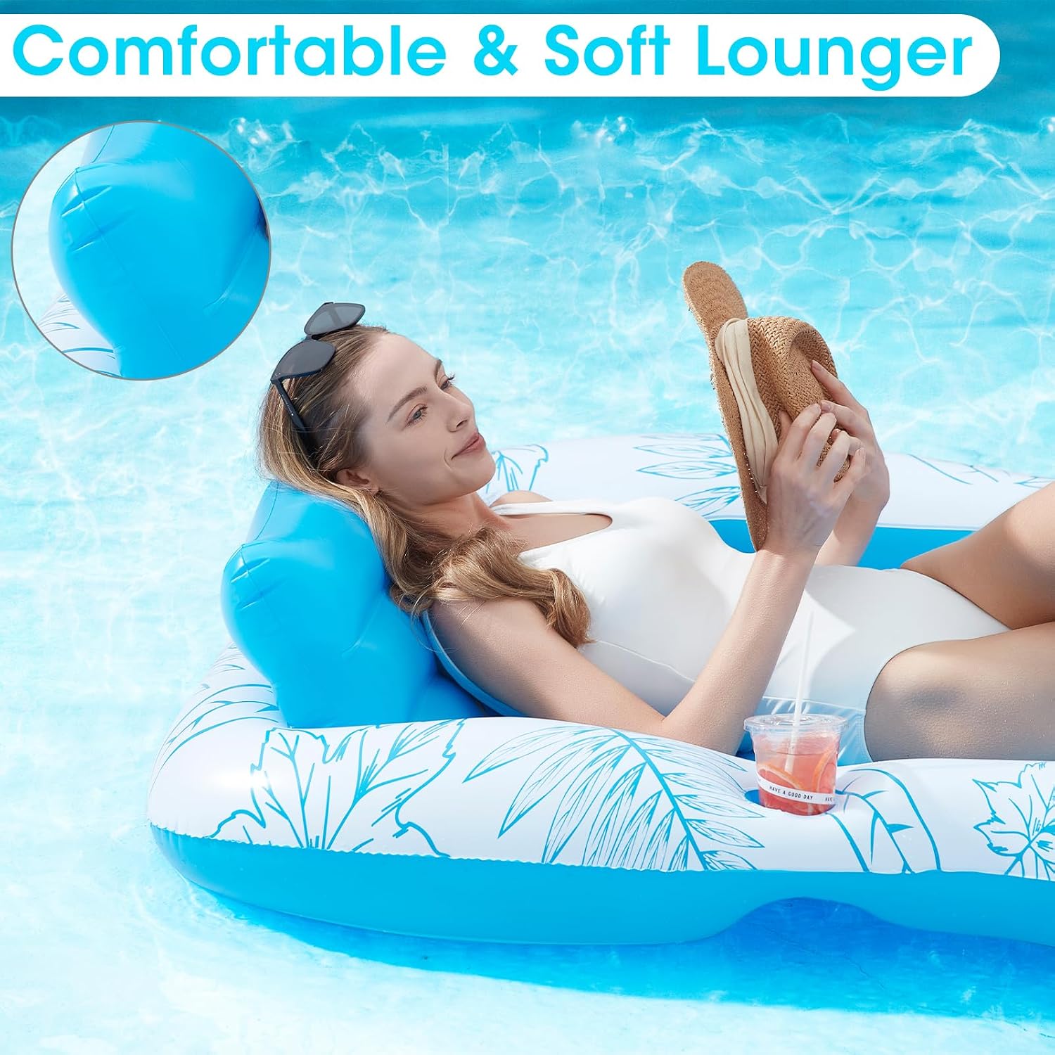 Detalle de BAIAI Inflatable Adult Pool Lounger Float - Large Beach Sun Tanning Float