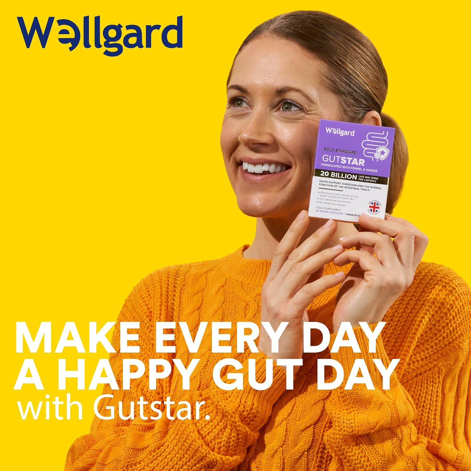 Detalle 2 de Wellgard Gutstar Bio Cultures for Gut Health, 20 Billion CFU – 16 Strains | Vegan, UK Made