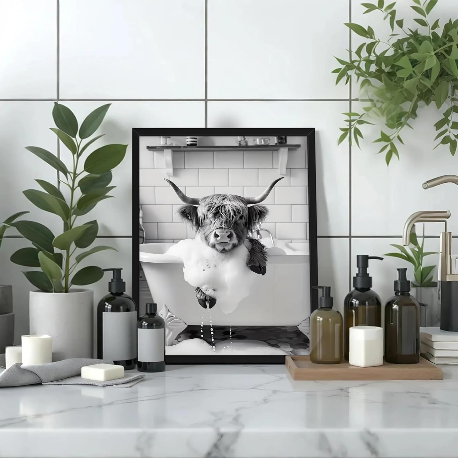 Detalle 2 de Highland Cow Canvas Wall Art 10x8