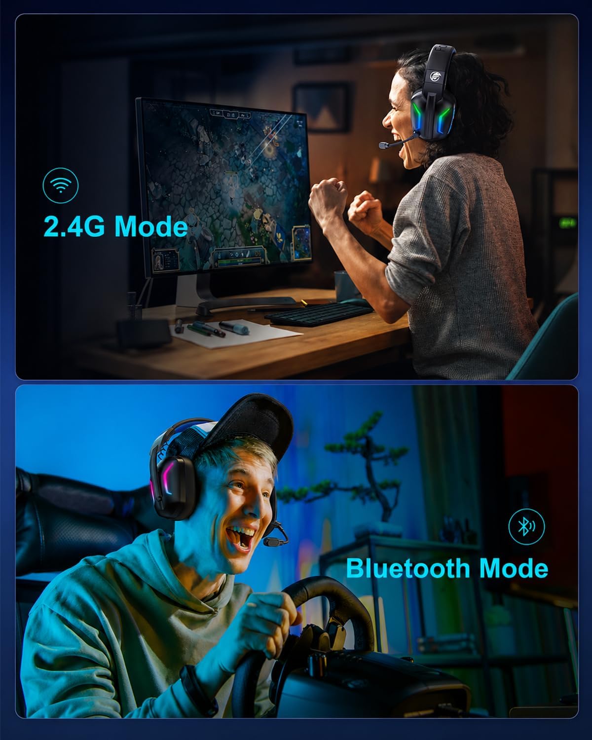 Thumbnail 6 de Fachixy FC300 Wireless Gaming Headset – 50mm Titanium Drivers, 2.4GHz/BT, 80h Battery