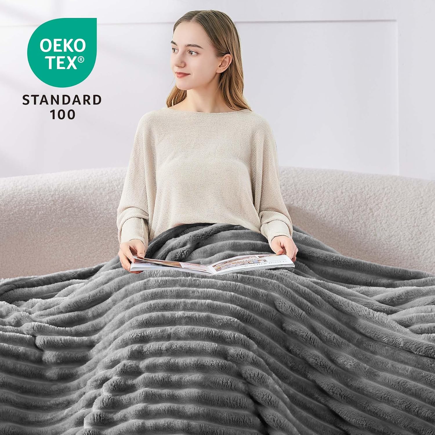 Detalle 2 de BEDELITE Kuscheldecke 150×200 Flauschige Decke für Couch 🛋