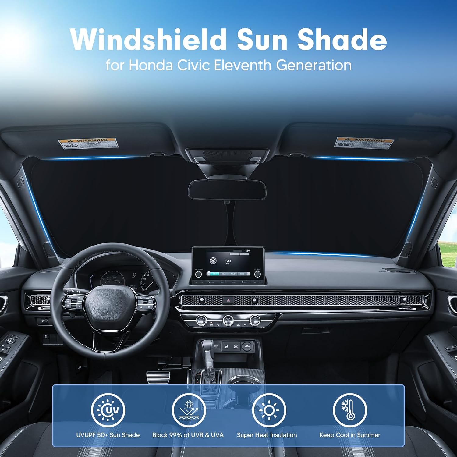 Detalle de Mixsuper Windshield Sun Shade for Honda Civic