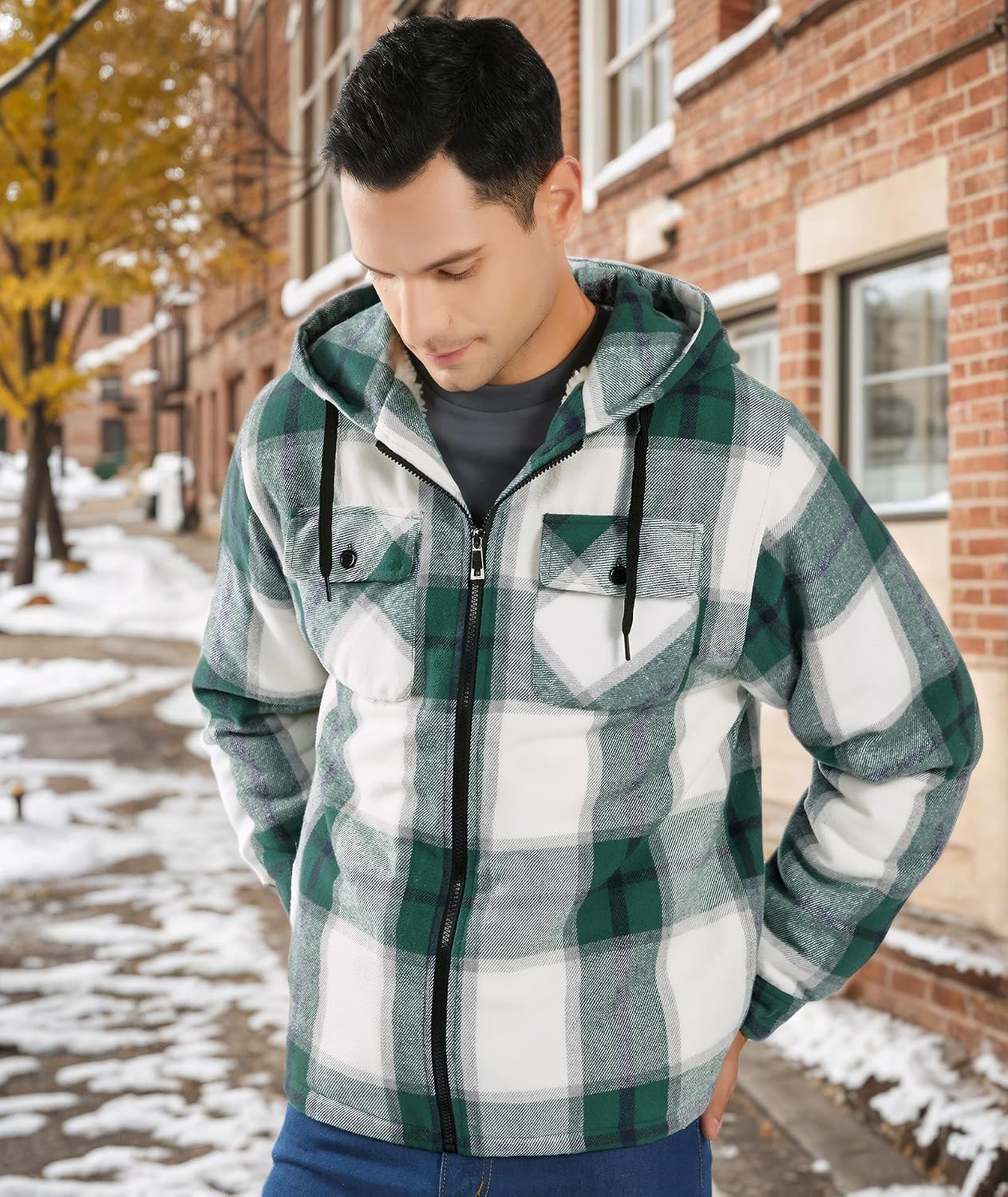 Thumbnail 2 de JACKETOWN Giacca Uomo in Pile con Cappuccio 80% Poliestere