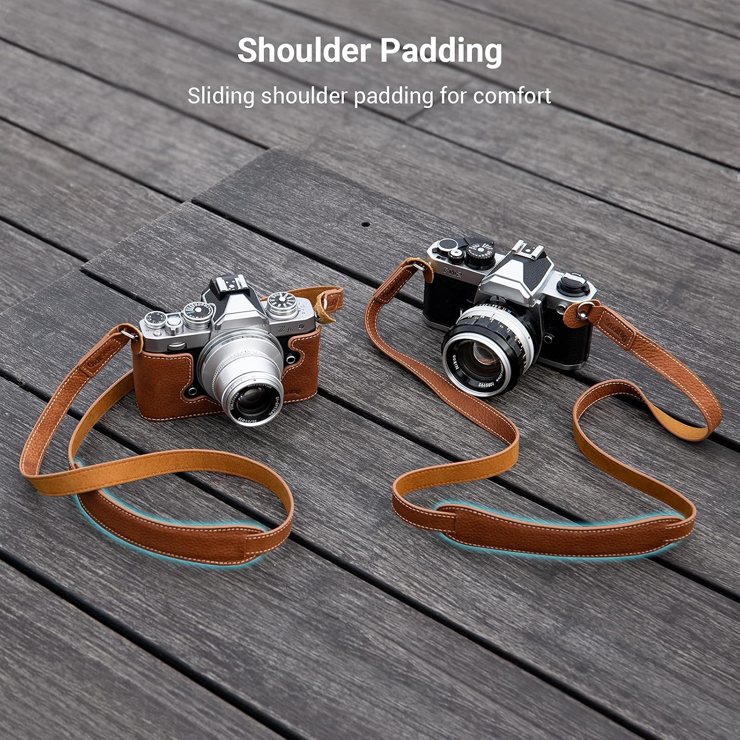 Detalle de SMALLRIG Sangle pour appareil photo en cuir véritable 3485 (bandoulière vintage marron)