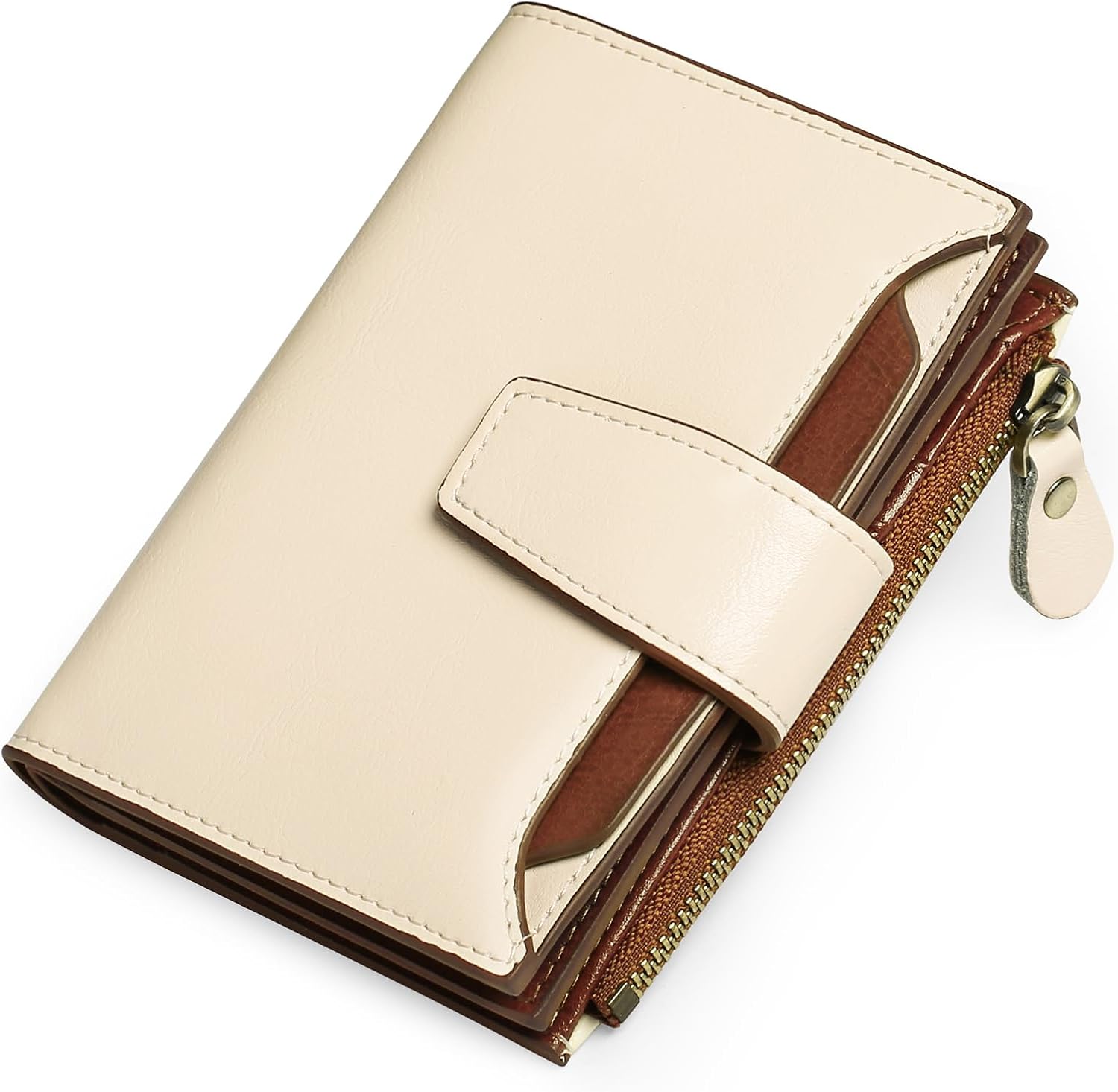 Detalle de SENDEFN women’s RFID blocking genuine leather small compact bi-fold wallet with ID window