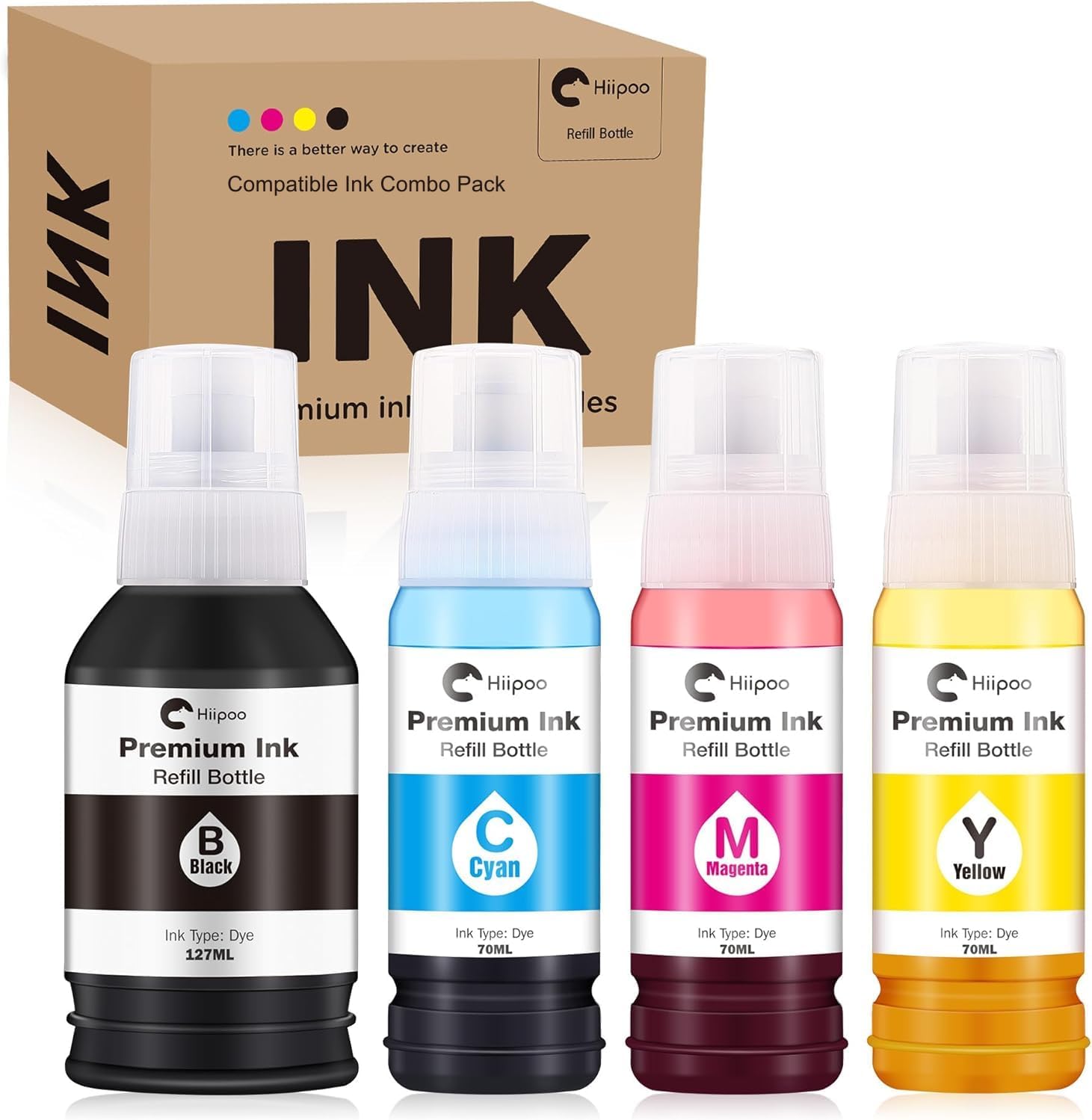 Detalle de Hiipoo T502 Refill Ink Bottles, 4-Colour Set for Epson EcoTank Printers