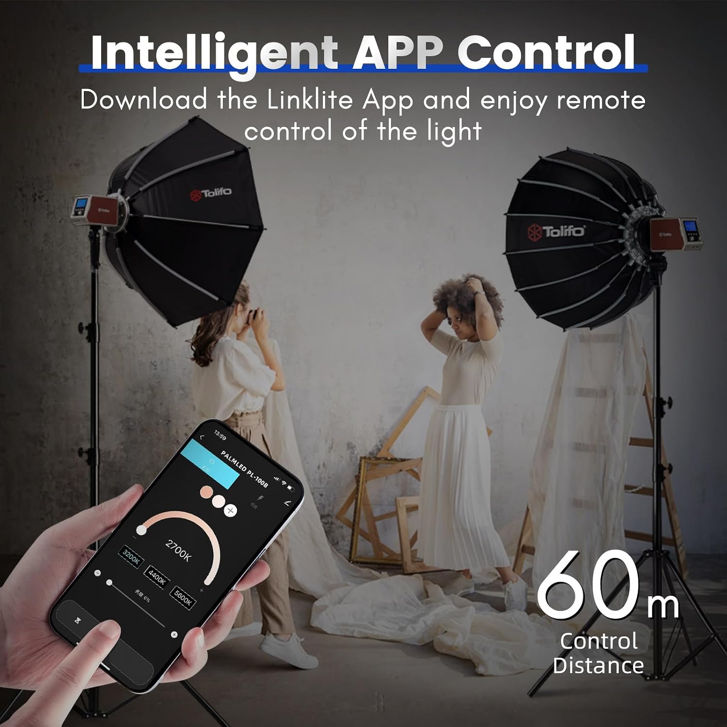 Thumbnail 6 de Tolifo PL-200B 200W Bi-Colour LED Video Light — Quiet, App-Controlled, Bowens Mount