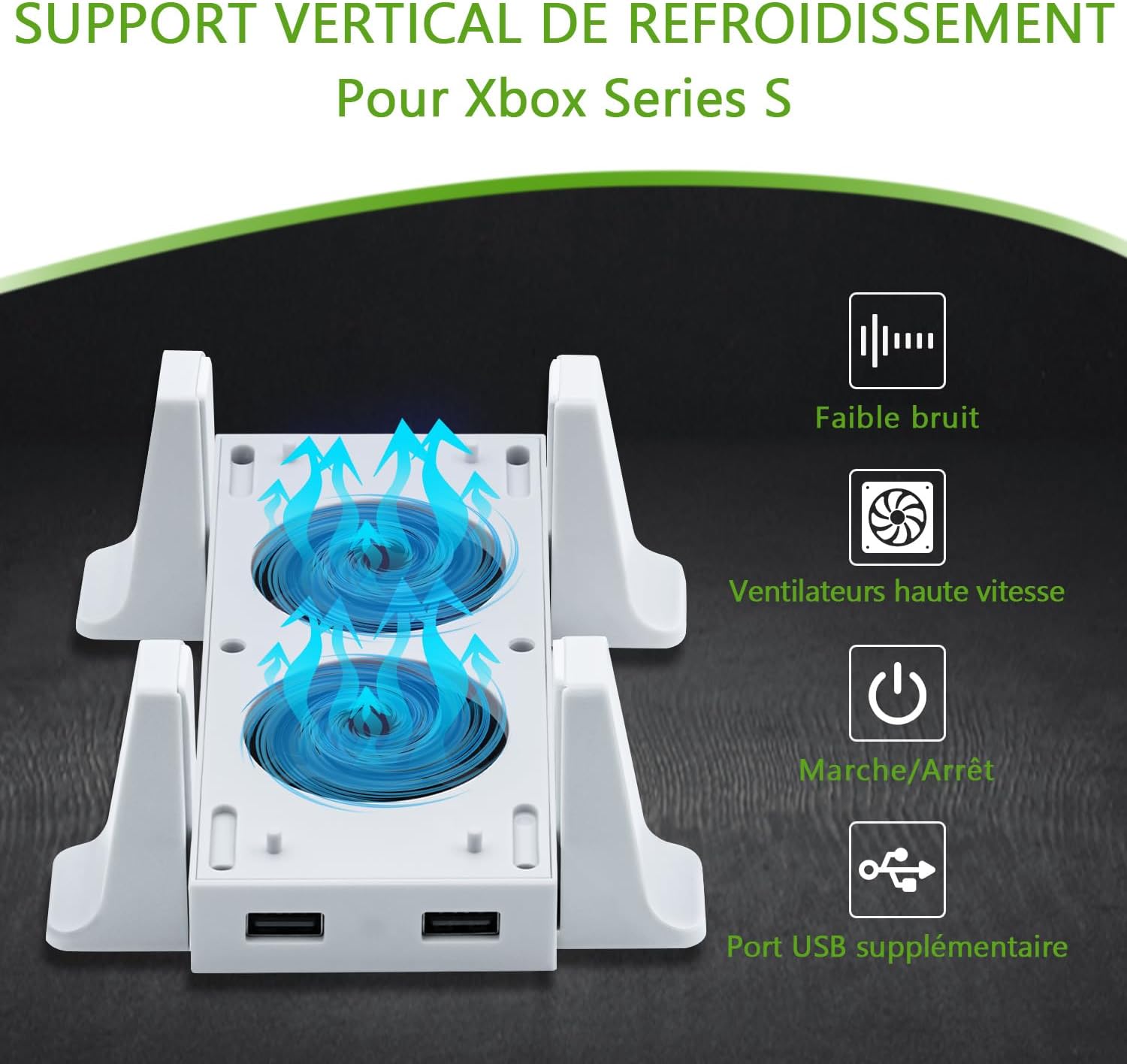 Thumbnail 4 de Station d’accueil verticale Mcbazel avec support de refroidissement et LED pour Xbox Series S (2 ports USB)