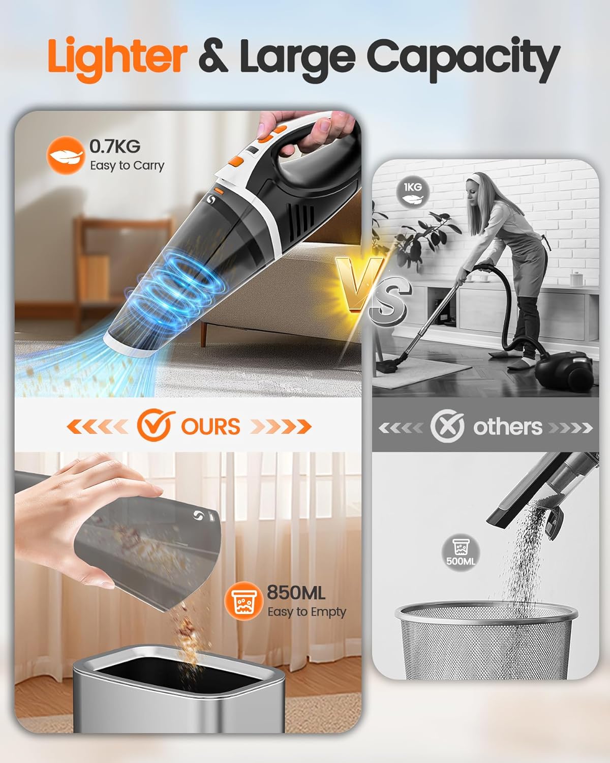 Thumbnail 1 de SERVOMASTER Handheld Vacuum Cleaner (Cordless Car & Pet Mini Vac) with LED Light