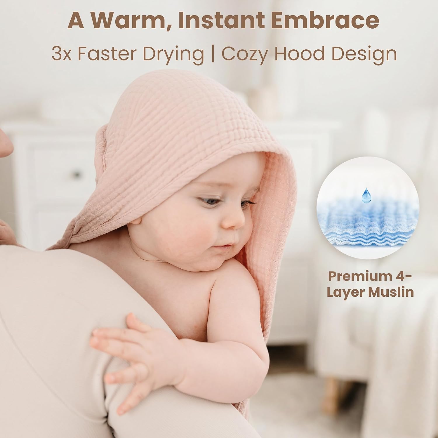 Detalle 2 de Konssy Hooded Baby Bath Towels 32 x 32 In