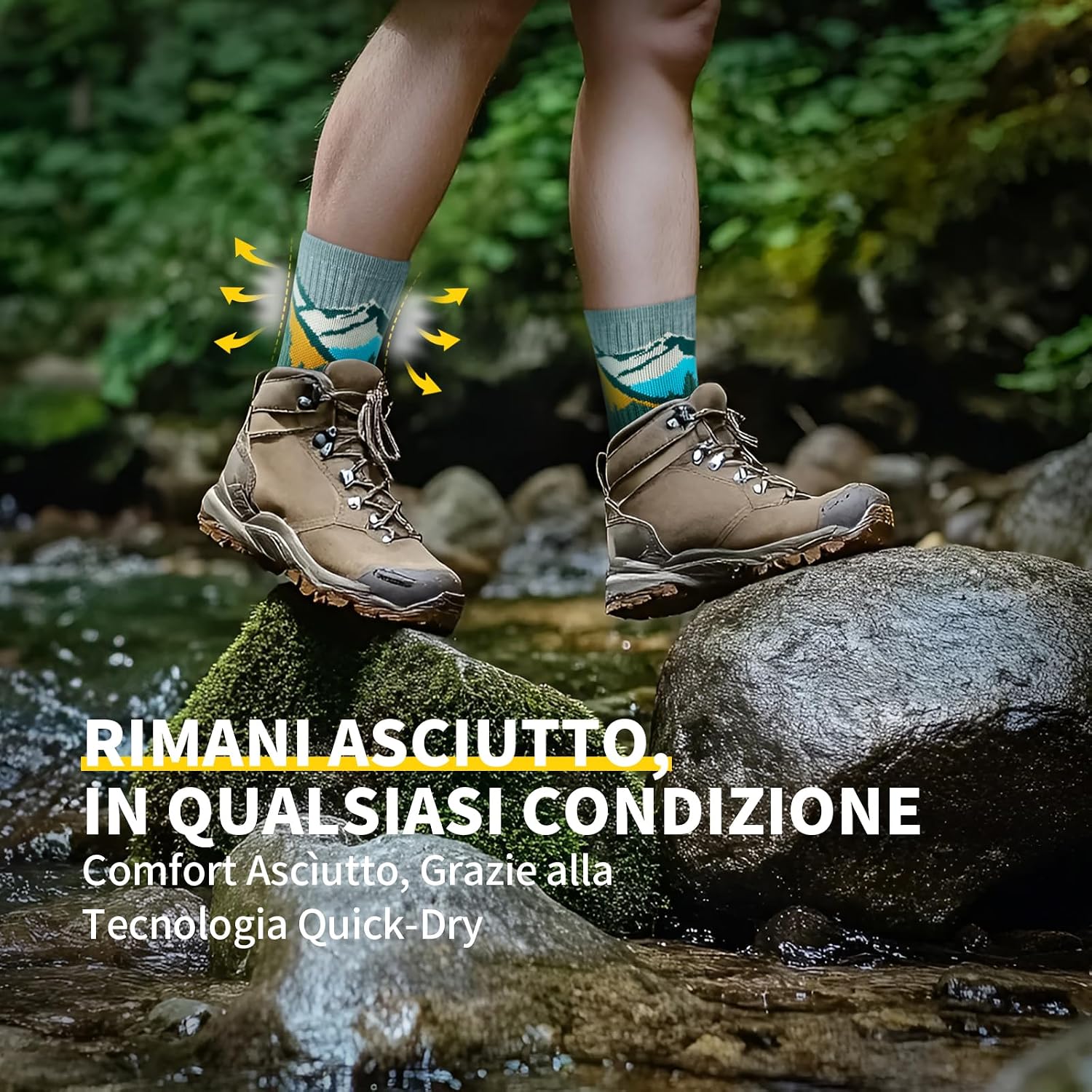 Detalle de CAMBIVO Calze Trekking Merino Lana Uomo Donna – 2 Paia, anti-vesciche, traspiranti e imbottite