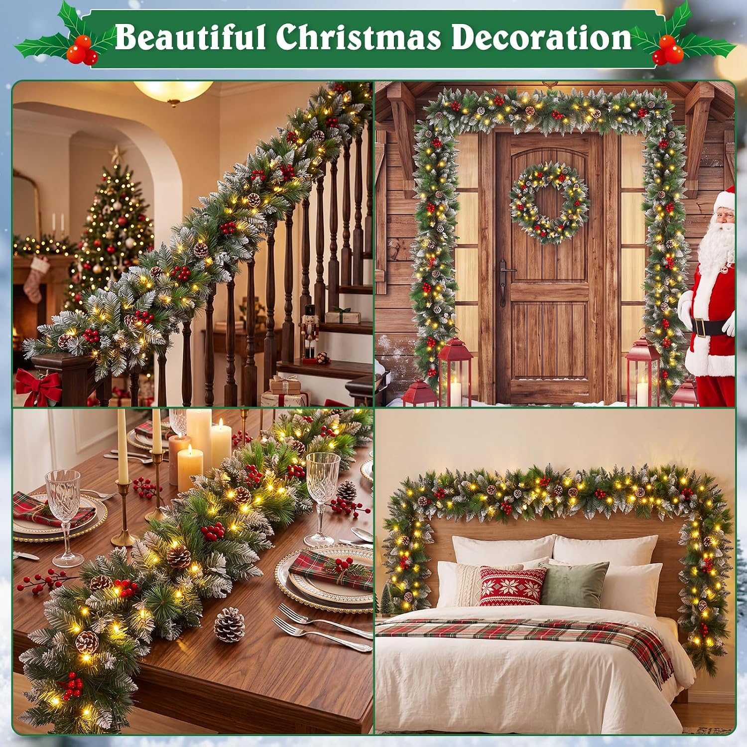 Thumbnail 6 de Shearly E-96 Pre-Lit Christmas Garland, 275 cm, Pine Cones and Warm White LEDs