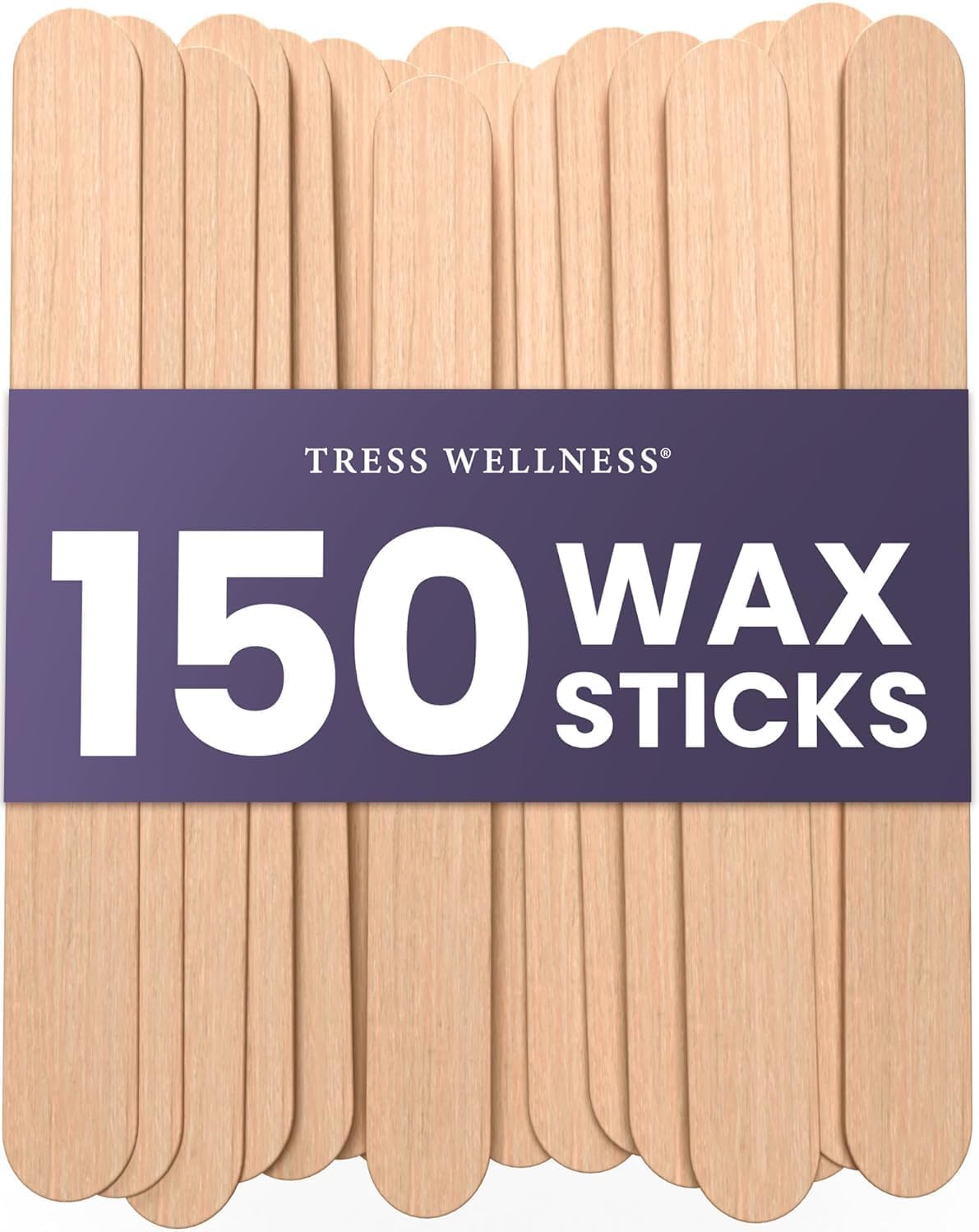 Detalle de Tress Wellness Waxing Sticks for Hair Removal — Premium 150-Count Splinter-Free Wooden Wax Sticks