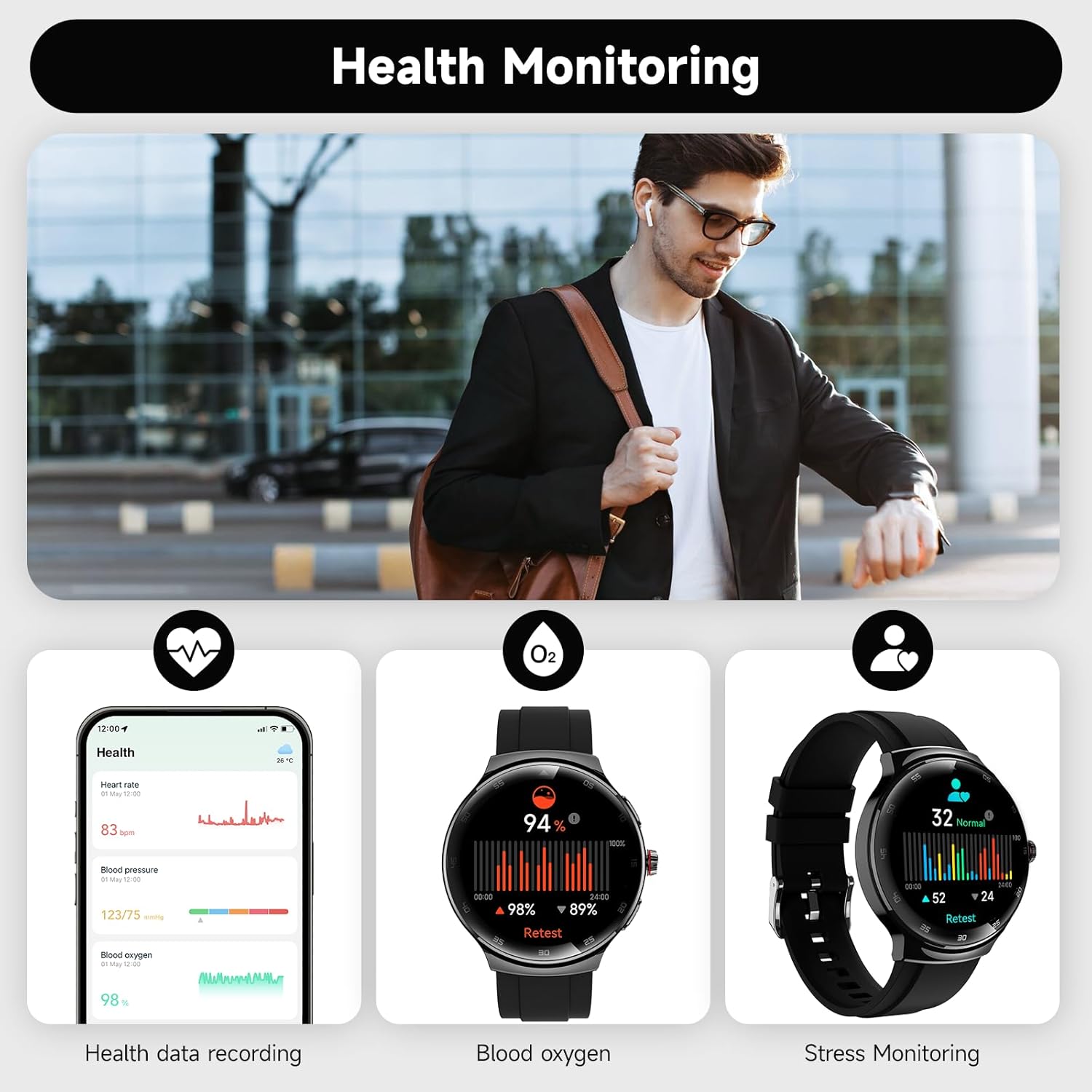 Detalle de cyanyu Smart Watch for Men and Women with 1.43" AMOLED Curved Screen