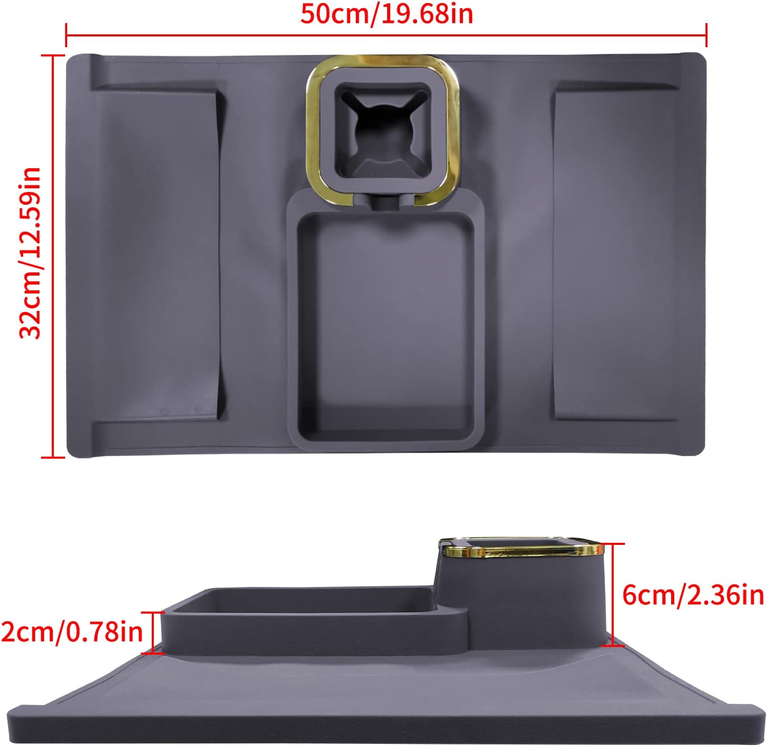 Detalle de IULONEE Large Capacity Sofa Armrest Tray with Anti-Slip Cup Holder