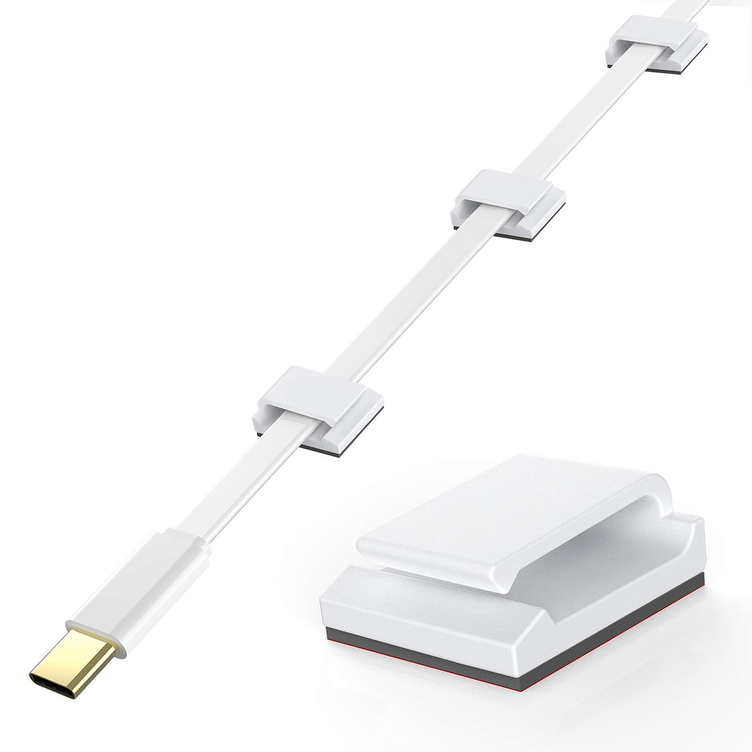 AGPTEK Cable Clips White Self Adhesive 100PCS – Wire Management Hooks for Desk, Wall, Home and Office