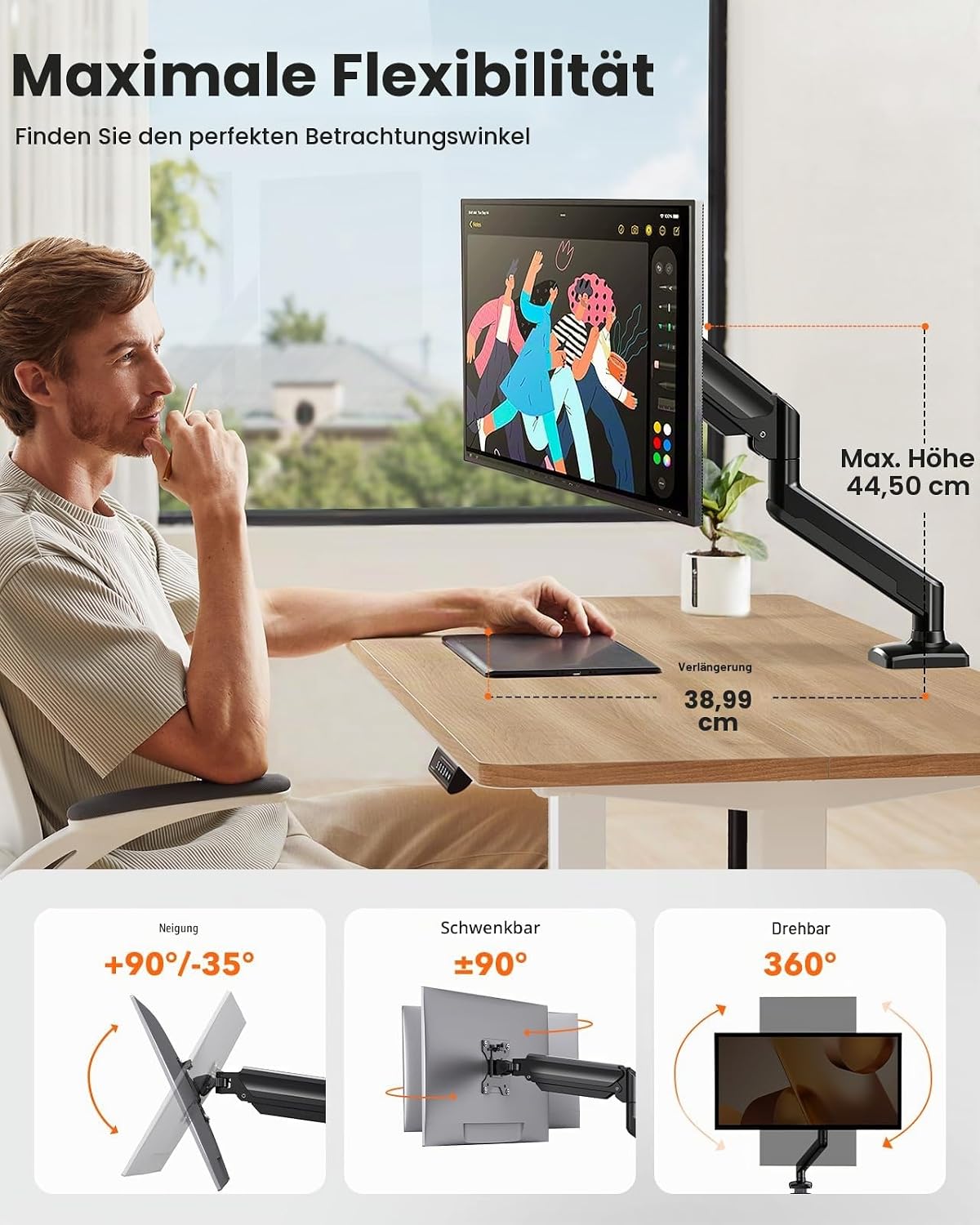Detalle 2 de ErGear Monitorhalterung 13–34 Zoll mit 10 kg Tragfähigkeit