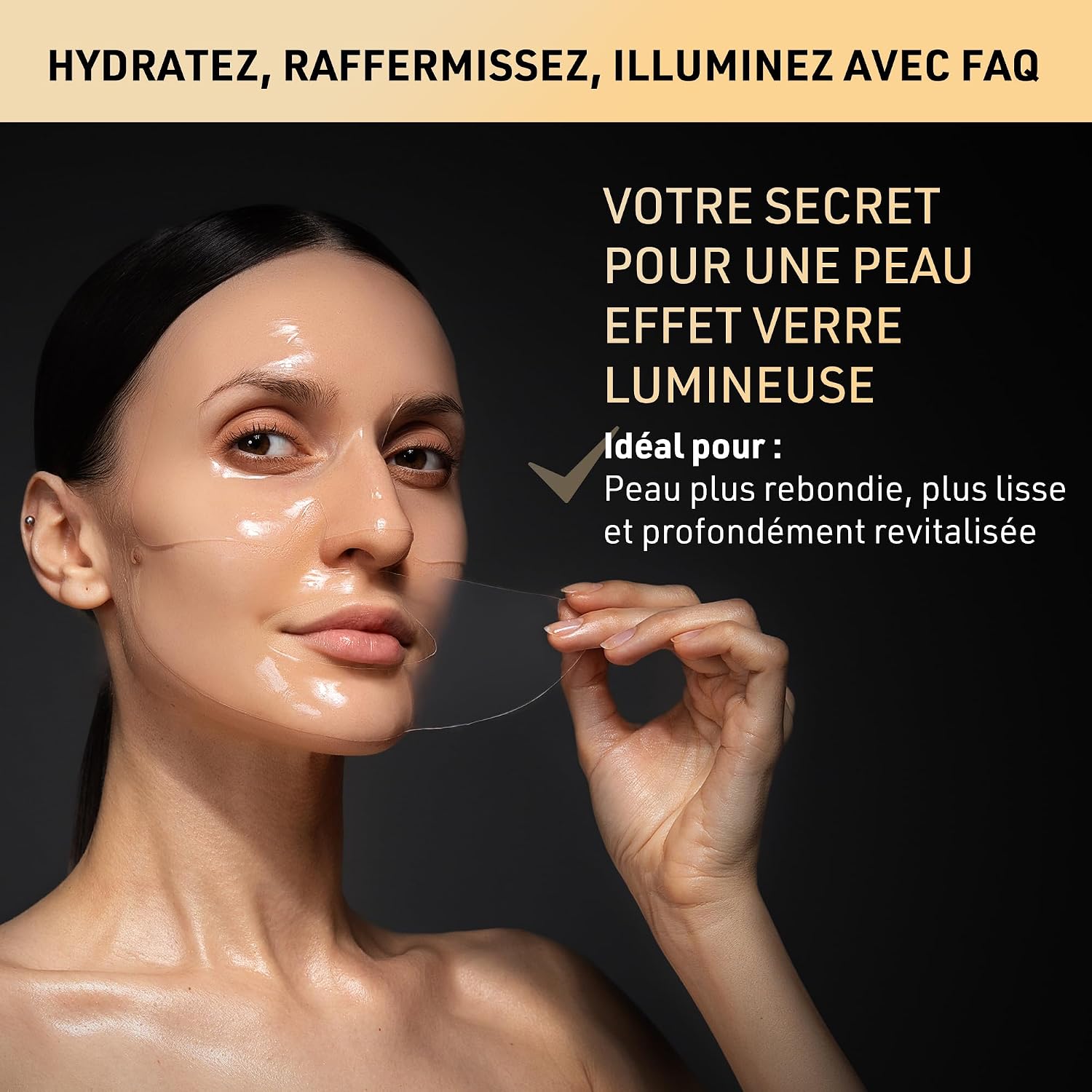 Detalle de FAQ Glass Skin Masque Visage au Collagène – Soin Hydratant & Éclat (5 pcs)