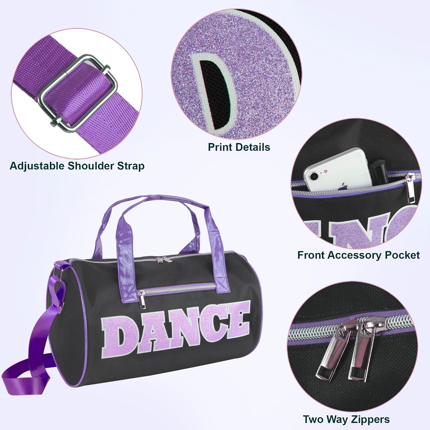 Detalle de Dance Duffle Bag, Black/Purple