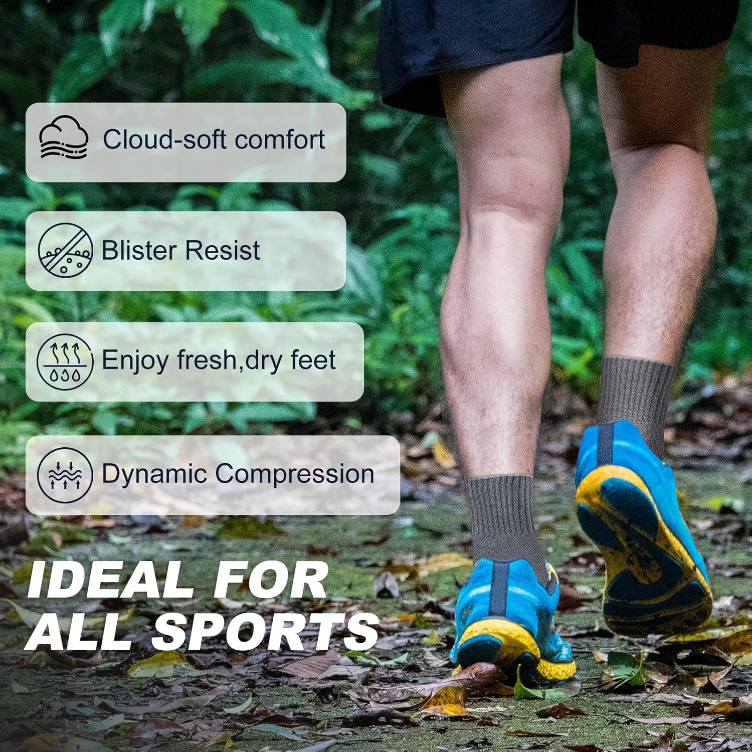 Thumbnail 2 de Stoeury anti-blister cushioned quarter running socks (3 pairs) for gym, hiking and cycling