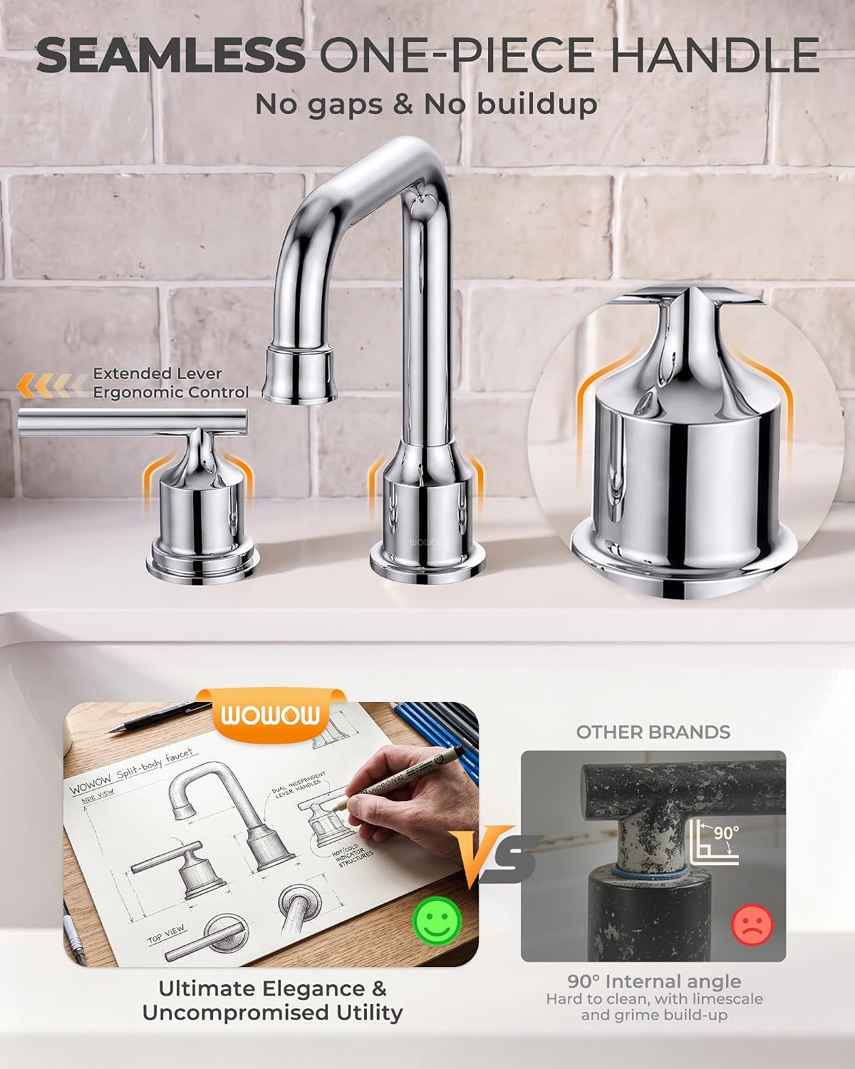 Thumbnail 4 de WOWOW Widespread Bathroom Faucet 8-Inch