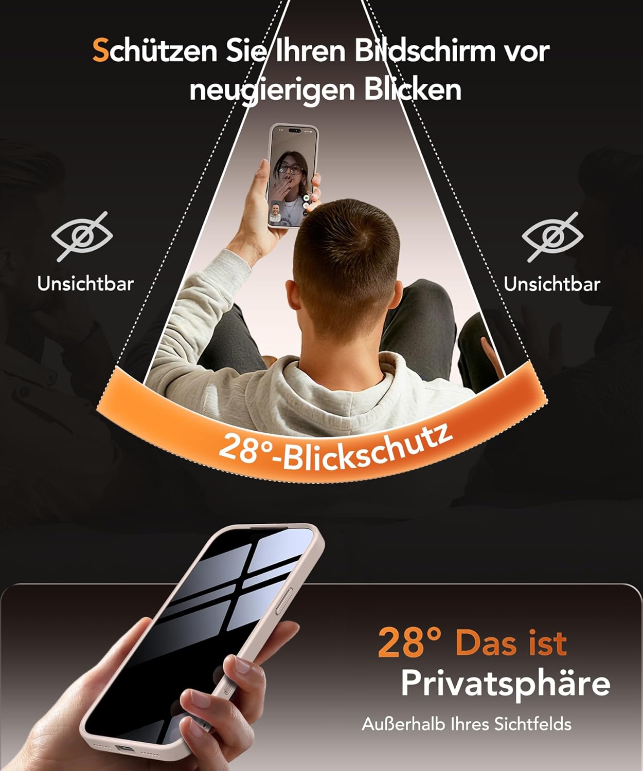 Thumbnail 3 de GOLBINBOX Magnetische Hülle für iPhone 17 Pro mit Sichtschutz (MagSafe, stoßfest, matt transparent) – Roségold