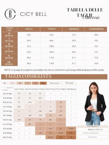 Detalle de Cicy Bell Damen Casual Blazer Offene Front Langarm Weiss – elegante e versatile per lavoro e tempo libero