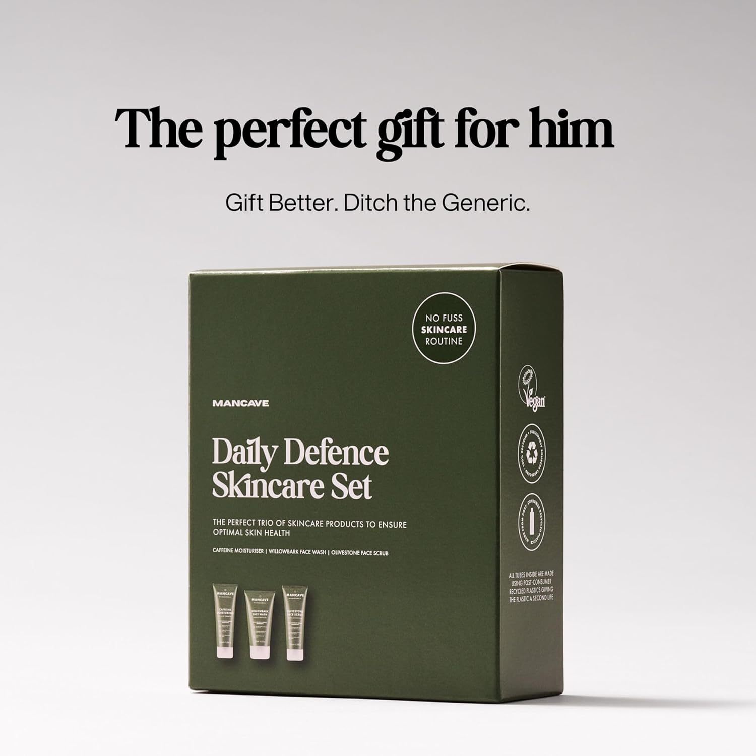 Thumbnail 4 de ManCave Set Regalo Uomo: 3 Prodotti Skincare Naturali (Detergente Viso, Scrub Viso e Idratante) in Packaging Riciclato