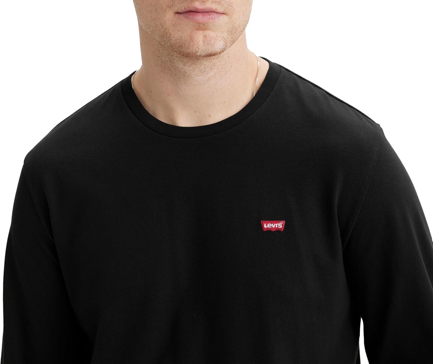 Detalle de Levi's Long-Sleeve Original Housemark Tee: maglietta maniche lunghe in cotone biologico