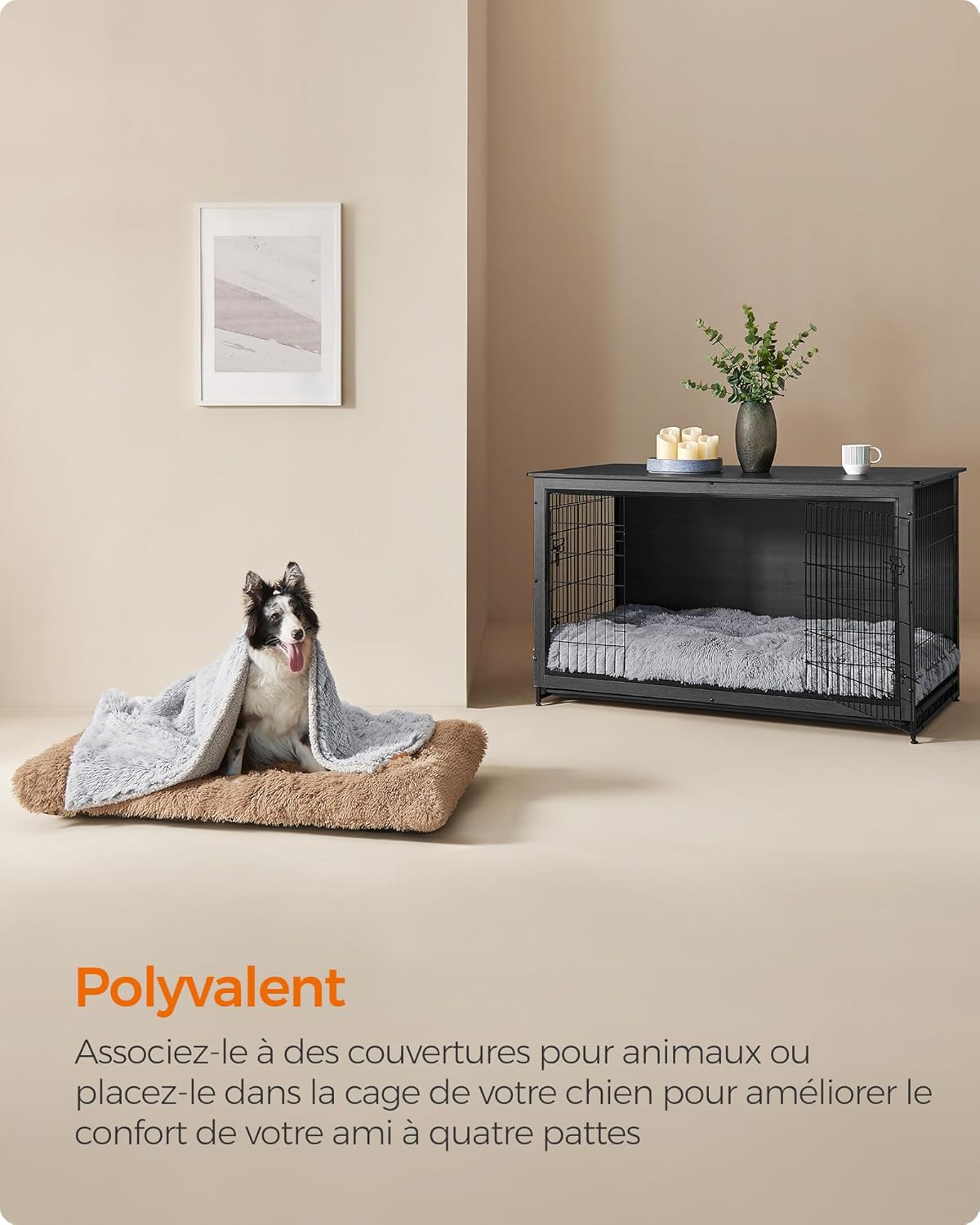 Detalle de Feandrea Panier pour Chien – Canapé et Lit pour Animaux 140 x 100 cm, Rembourrage Moelleux et Tissu Peluche