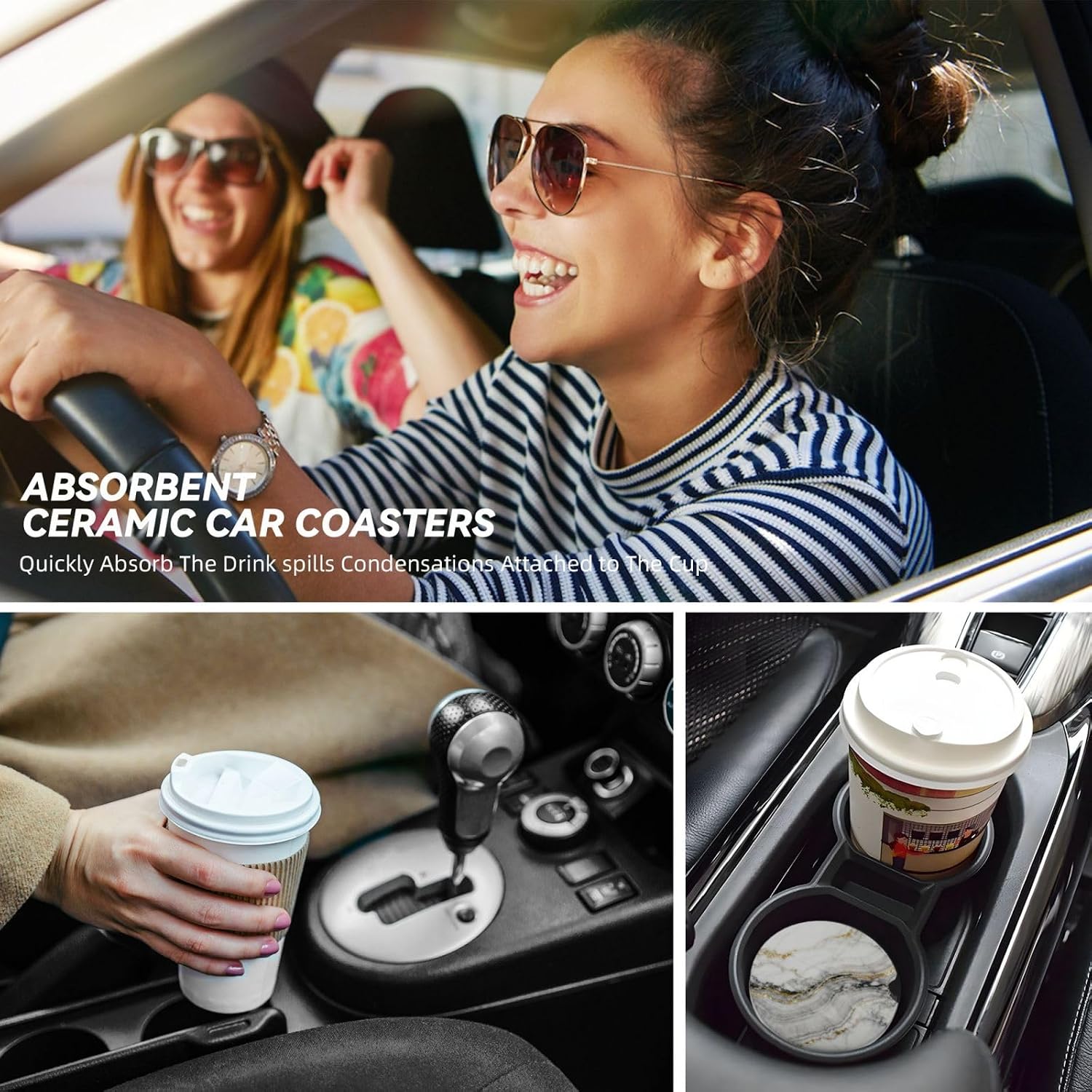 Thumbnail 6 de LHUAIKI Car Cup Holder Coasters Ceramic