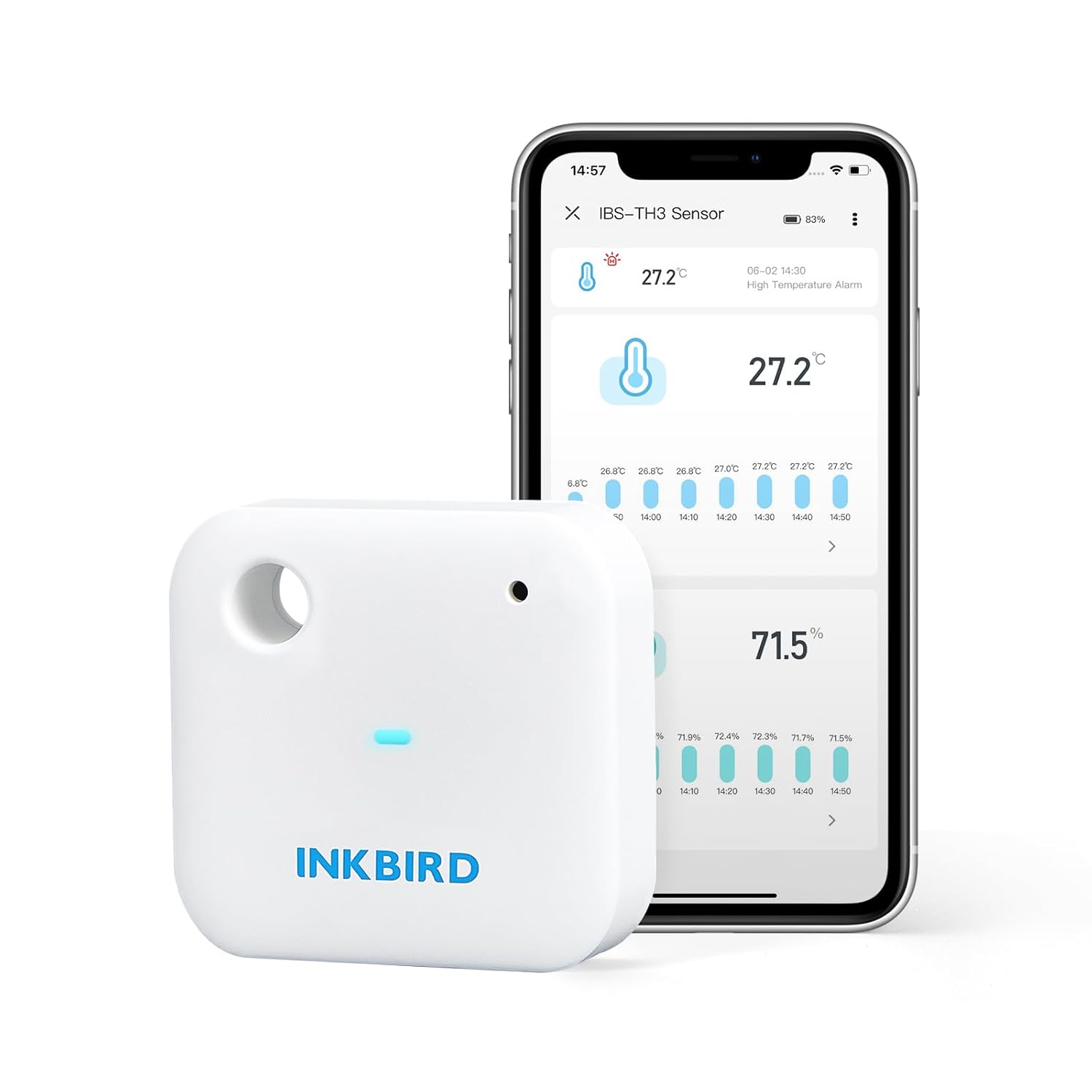 Detalle de Inkbird IBS-TH3 Wifi thermometer en hygrometer met app, alarmen en datalogging