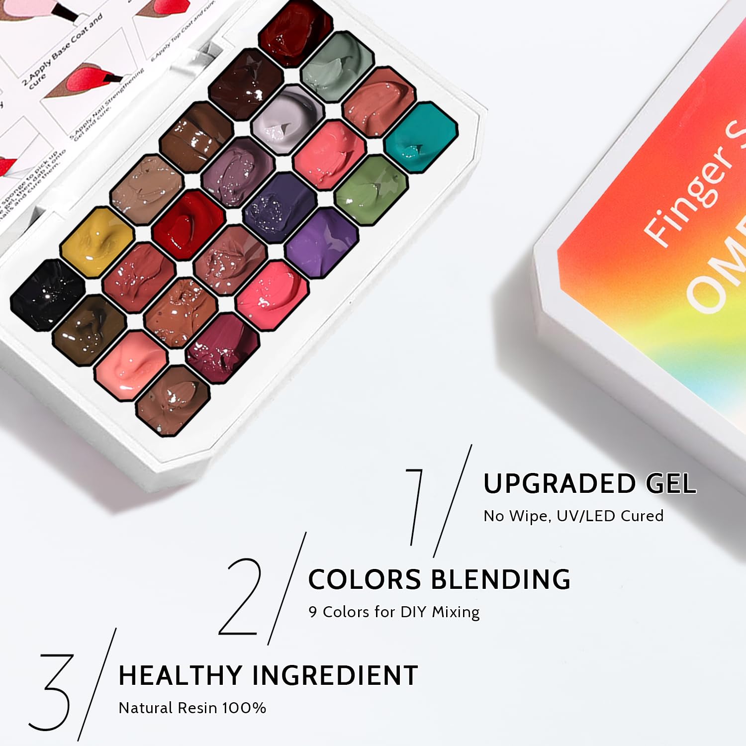 Detalle 1 de Ombre Gel Polish Palette, 24 Colors, Sponge Patting Nail Art Kit