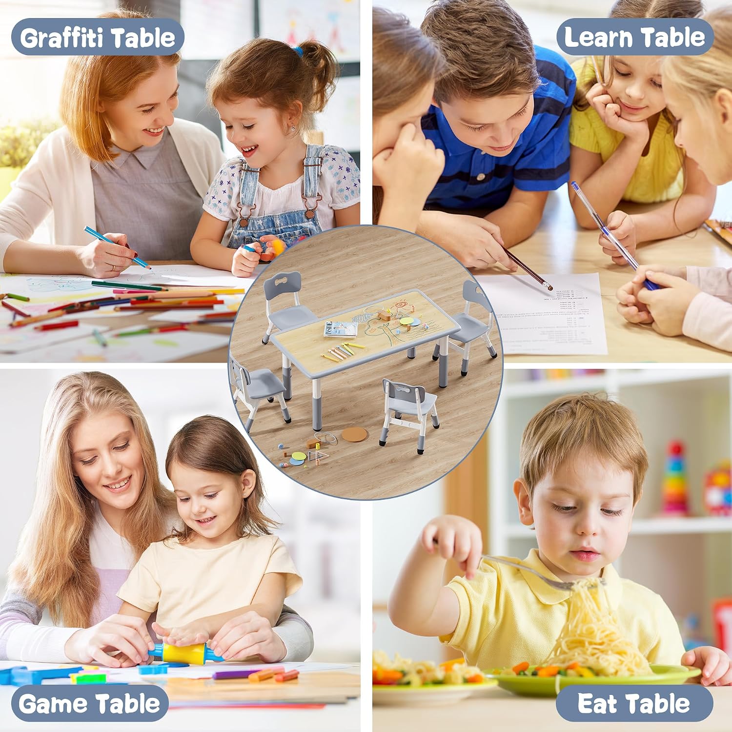 Thumbnail 6 de Brelley Height-Adjustable Kids' Table and Chair Set