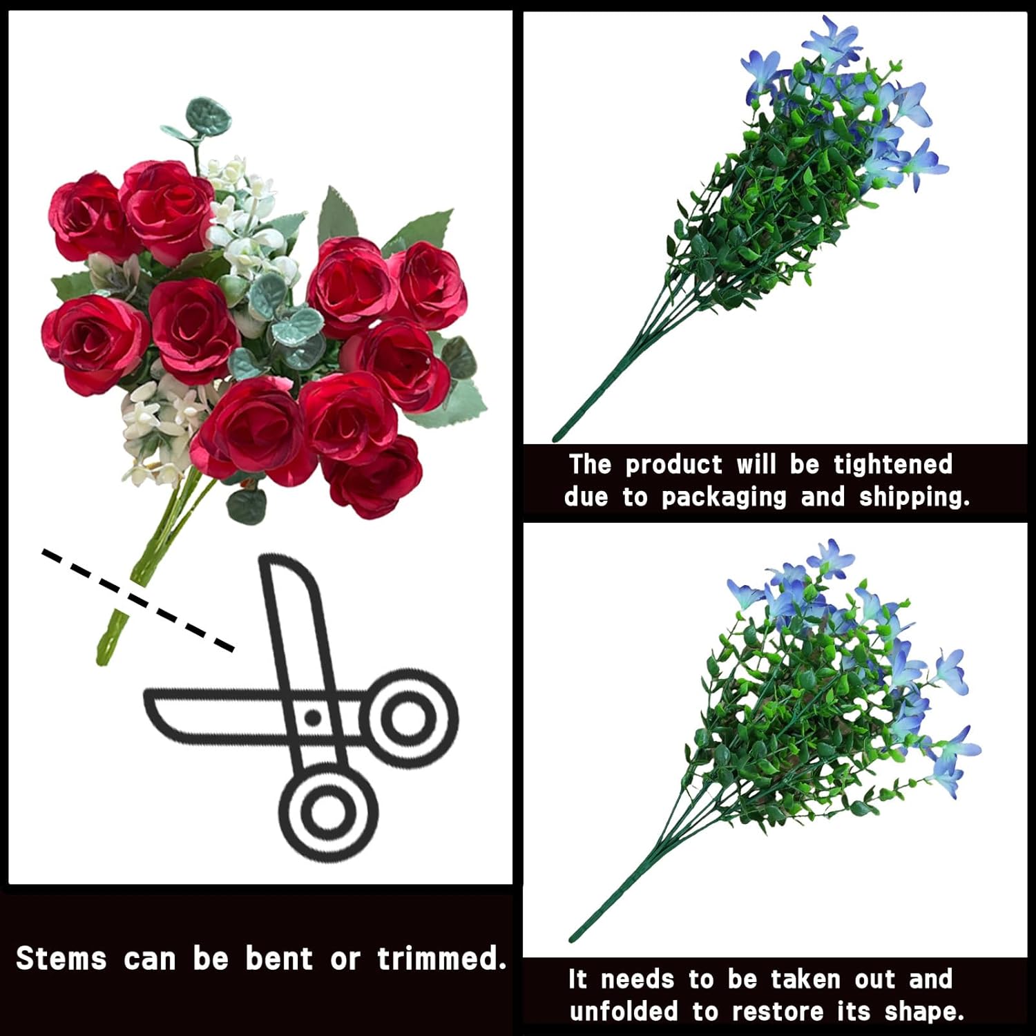 Thumbnail 6 de astylishome 3-Pack Red Rose Artificial Flowers with Stems – Silk Craft Roses for Decor