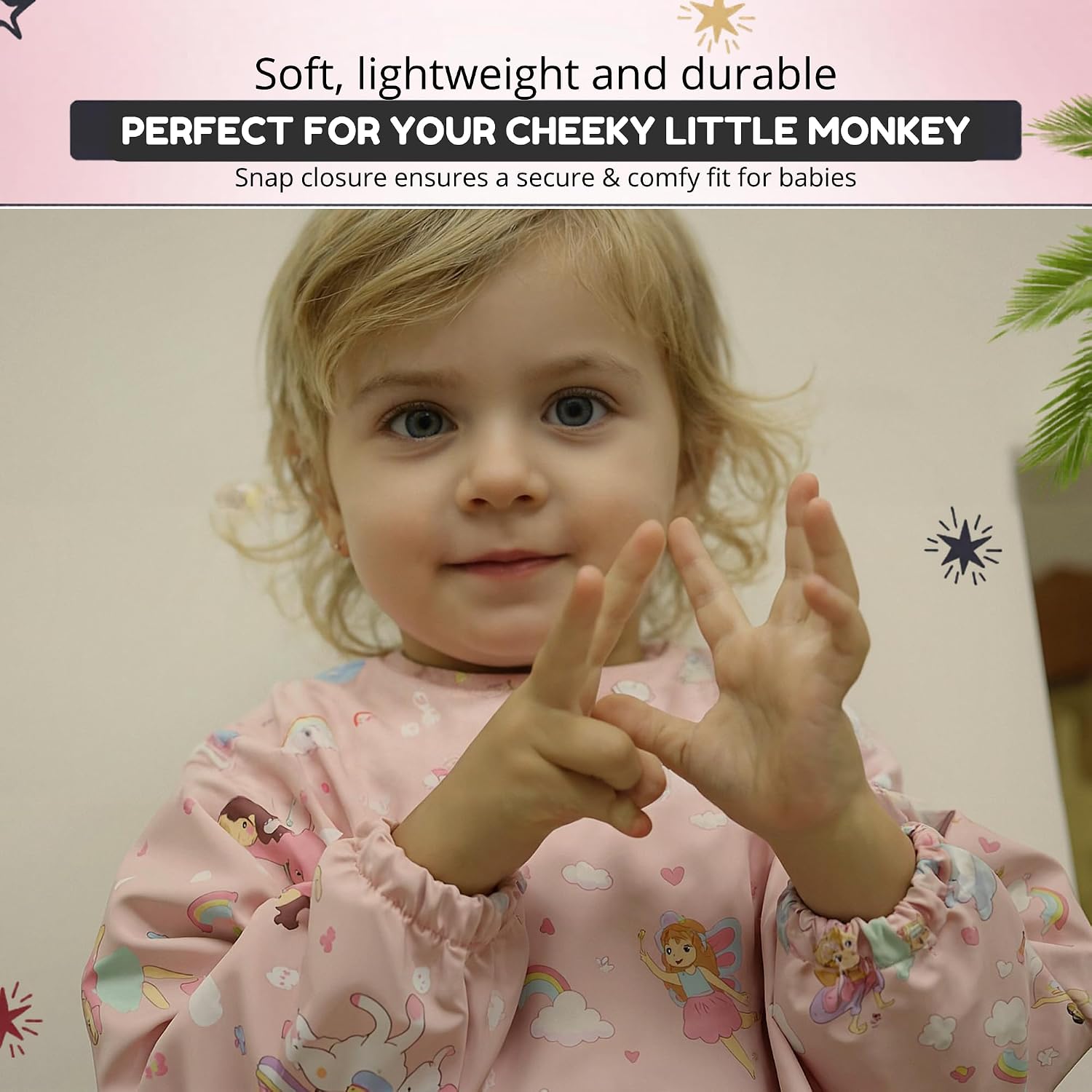 Detalle de Cheeky Monkey Waterproof Long Sleeve Weaning Bib with Sleeves (6–24 Months)