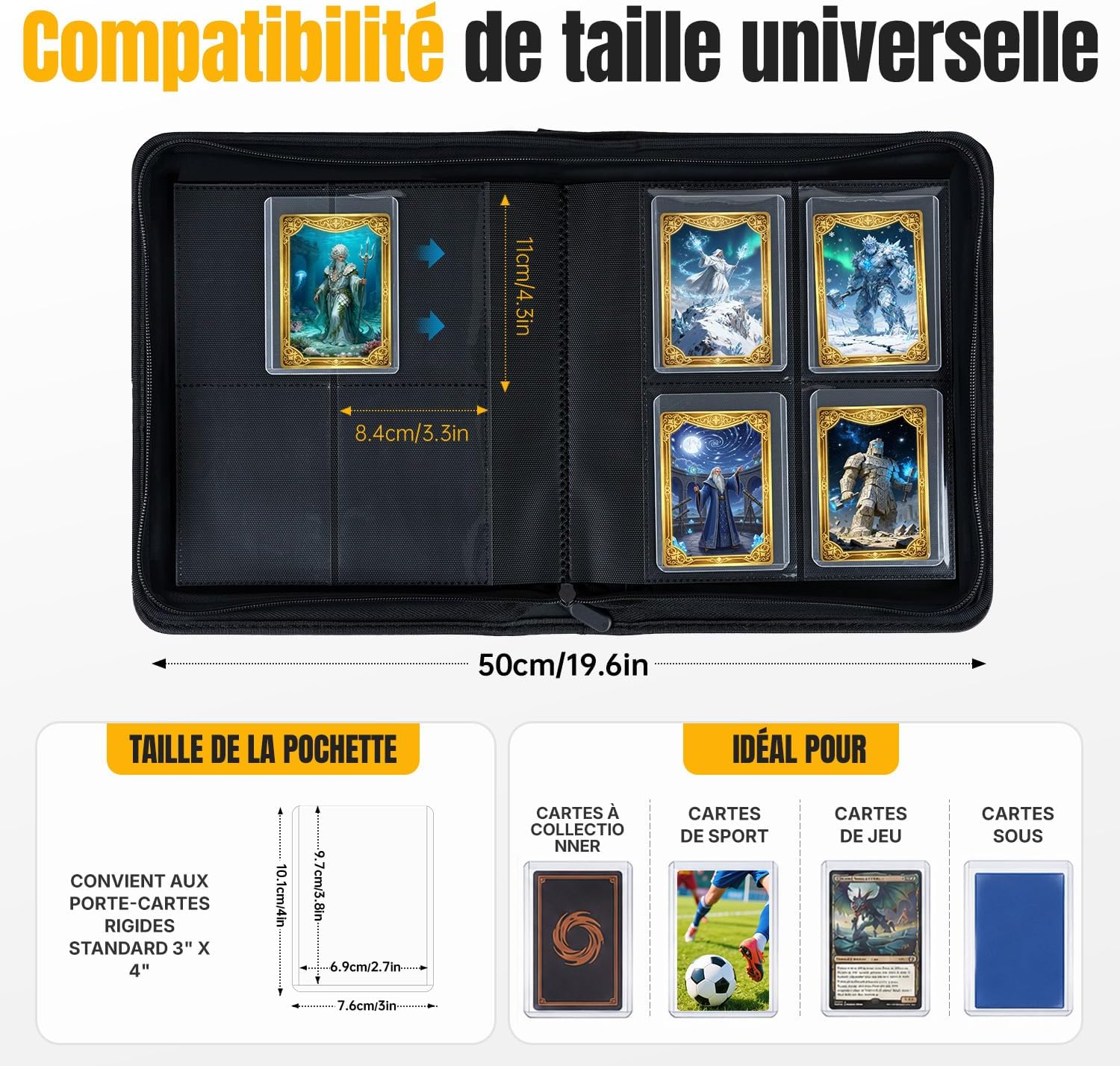 Detalle de Album Tolesum pour 160 Cartes Toploader : classeur 4 poches, étuis inclus et design sans anneaux