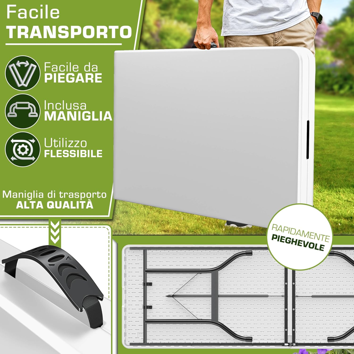 Detalle de tillvex Tavolo da giardino pieghevole 220x70 cm