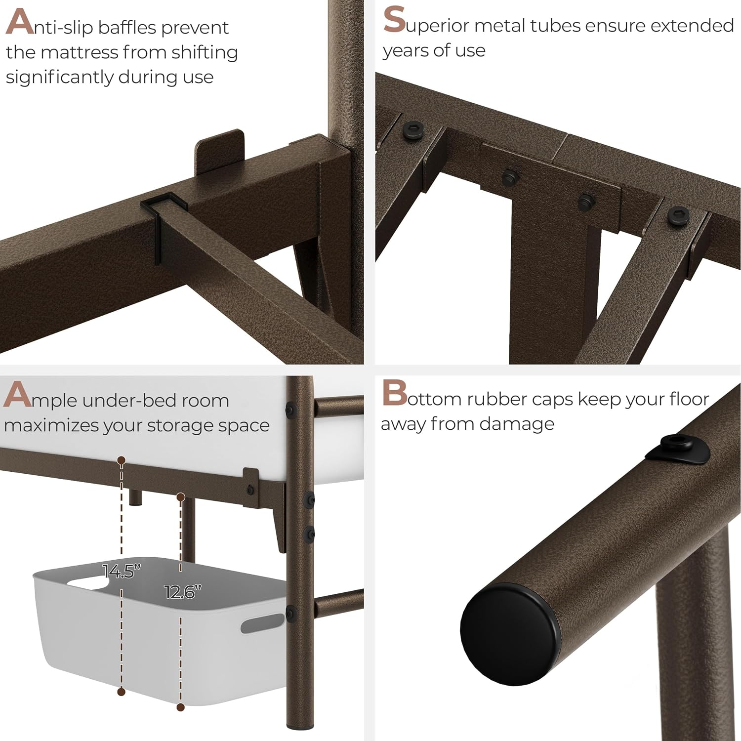 Detalle de Yaheetech Queen Metal Platform Bed Frame