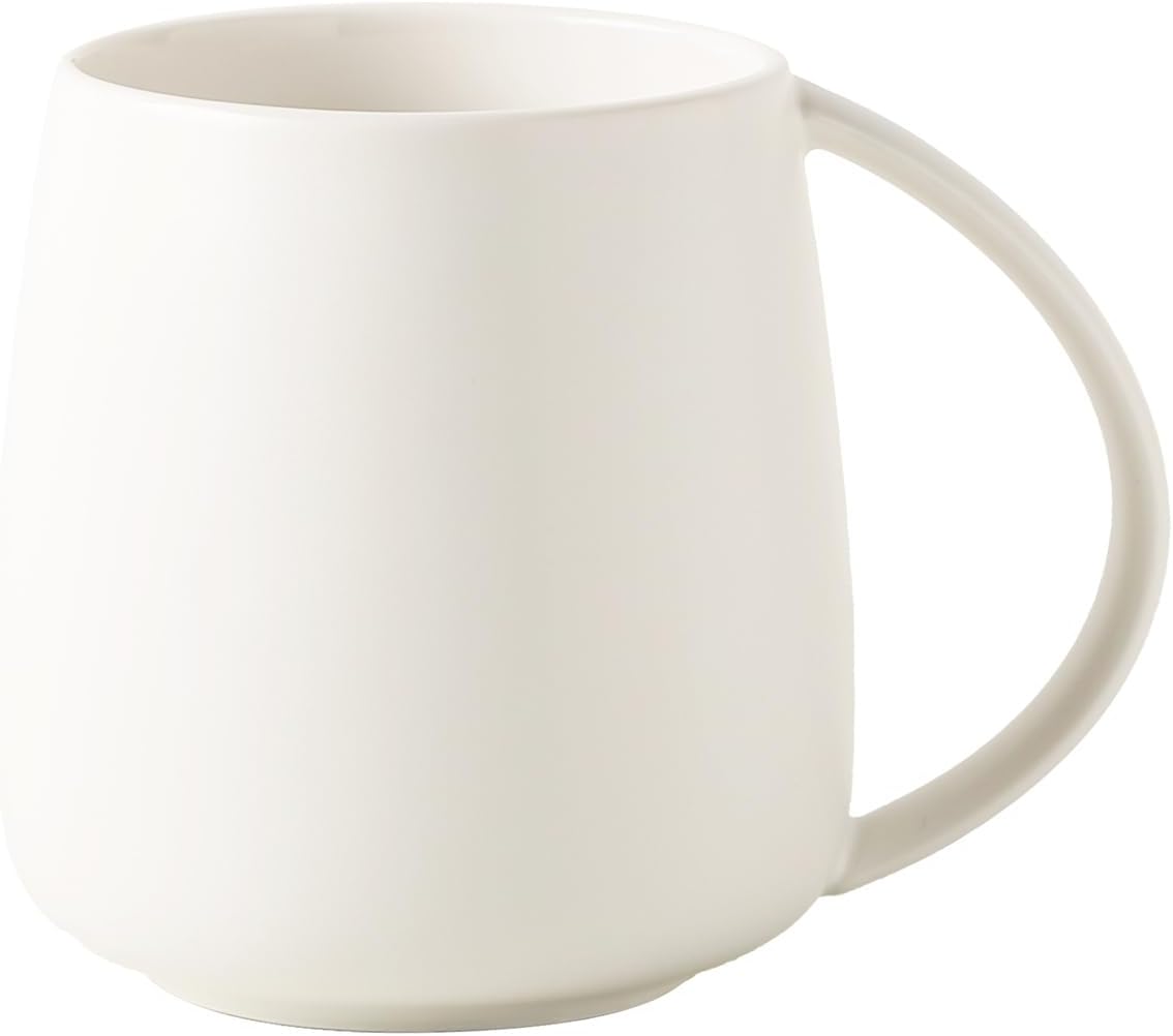 TREEWOO Classic Large Capacity Ceramic Belly Mug 380ml/13oz – Nordic Matte Finish, White Interior