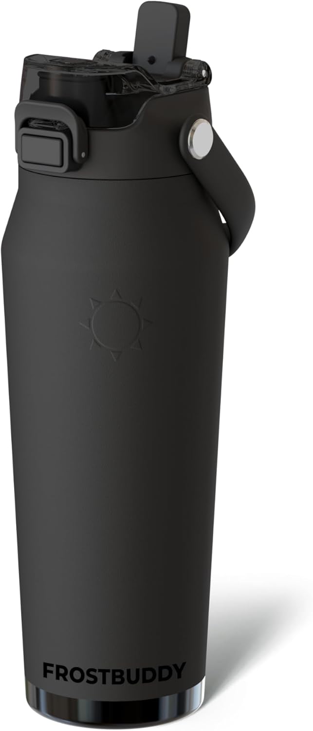Detalle de Frost Buddy 24oz Insulated Water Bottle with Straw & Chug Lid (Leak-Proof Stainless Steel)